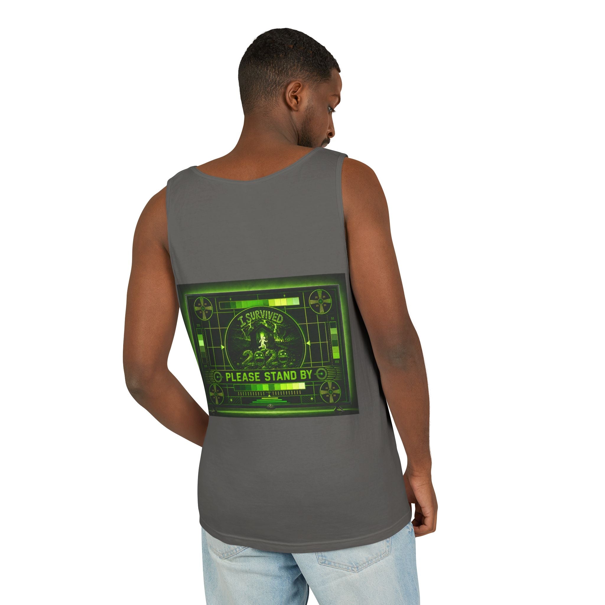 I Survived 2020 — "Please Stand By" Test Pattern Toxic Signal Tee Summer Premiere Unisex Garment-Dyed Tank Top