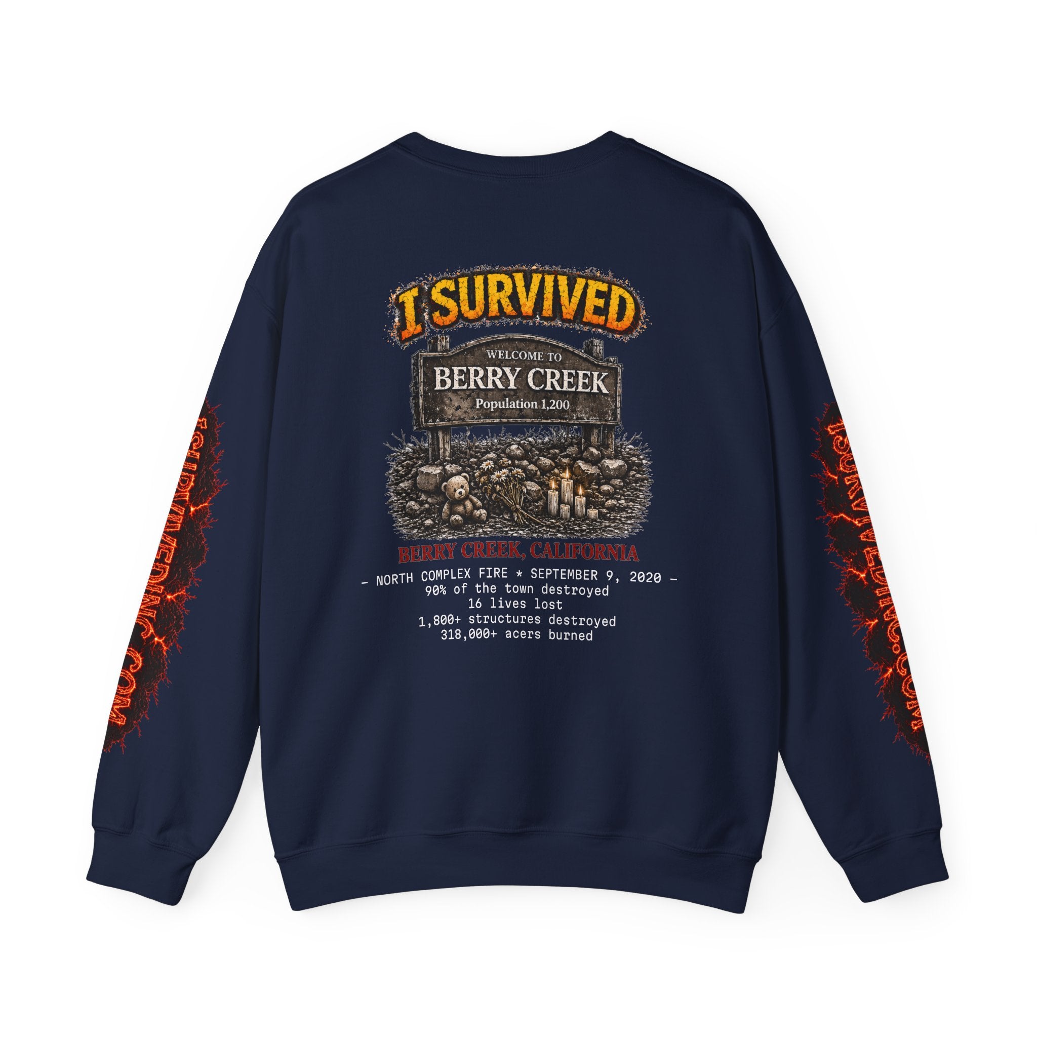 I Survived 2020 — S2:E1 "Berry Creek" | Wildfire Edition Memorial Unisex Heavy Blend™ Crewneck Sweatshirt