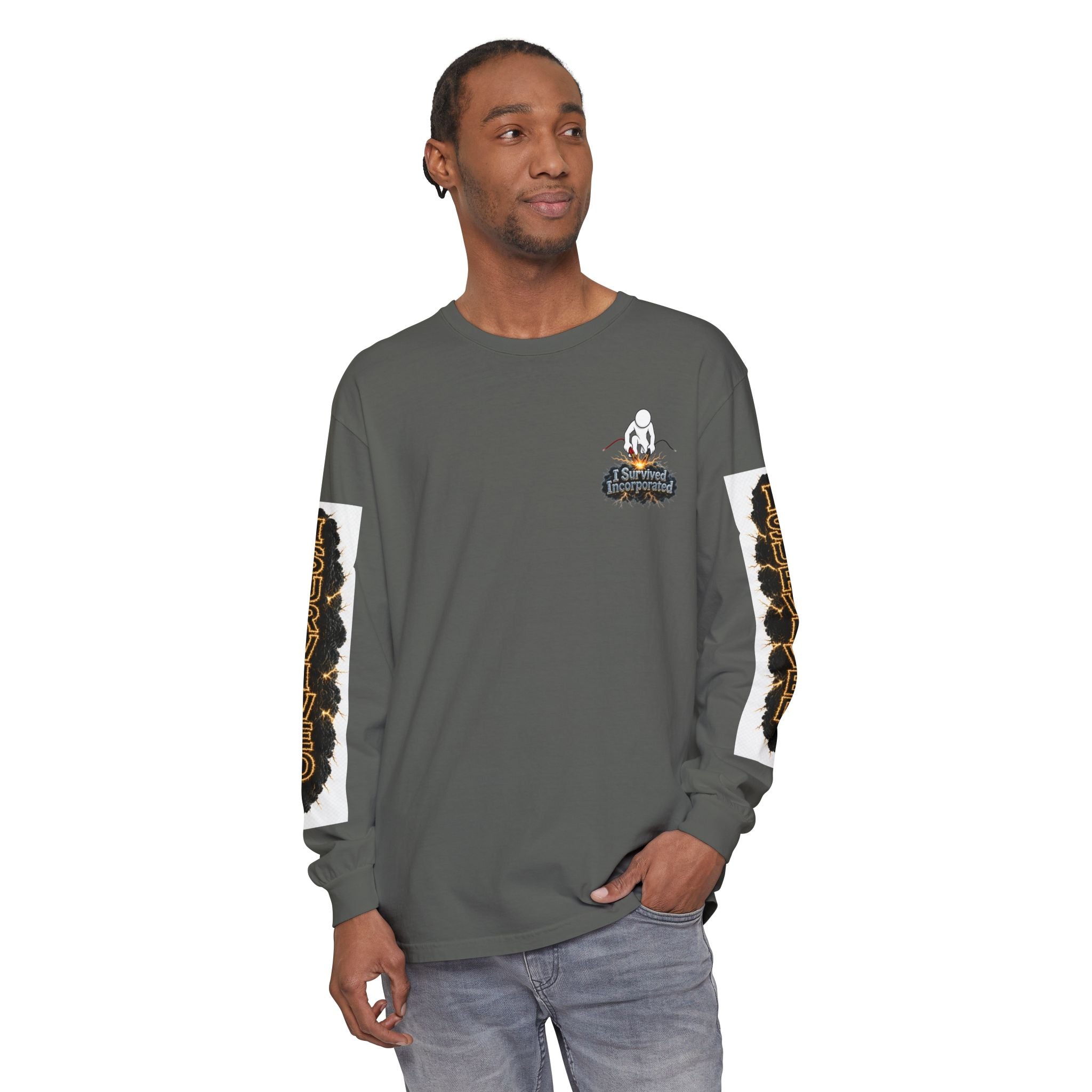 I Survived 2020 — "Please Stand By" Test Pattern Tee Special Edition Summer Premier Unisex Garment-Dyed Long Sleeve T-Shirt