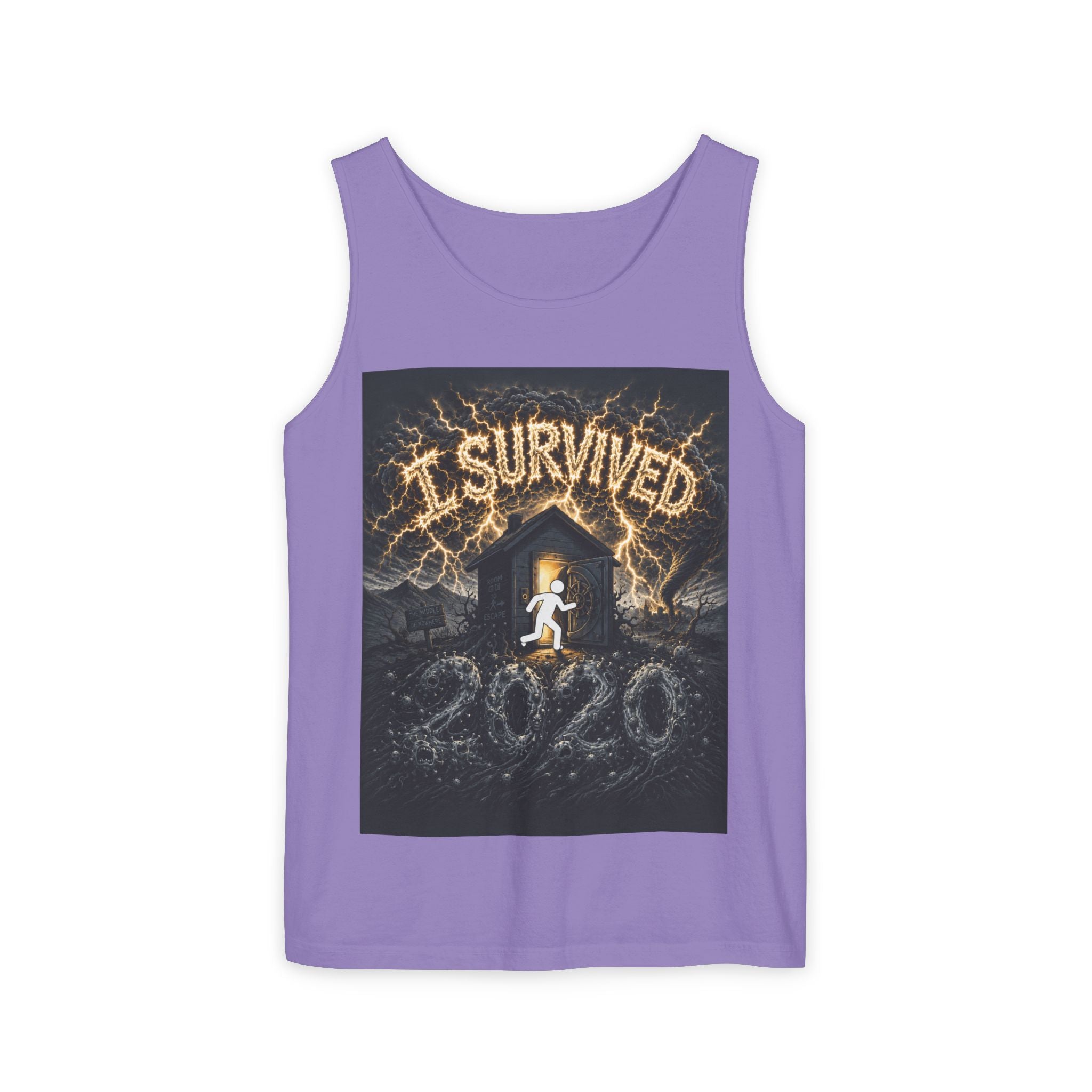 I Survived 2020 — Original Design Teaser Tee | Season 1 Premiere Drop Unisex Garment-Dyed Tank Top