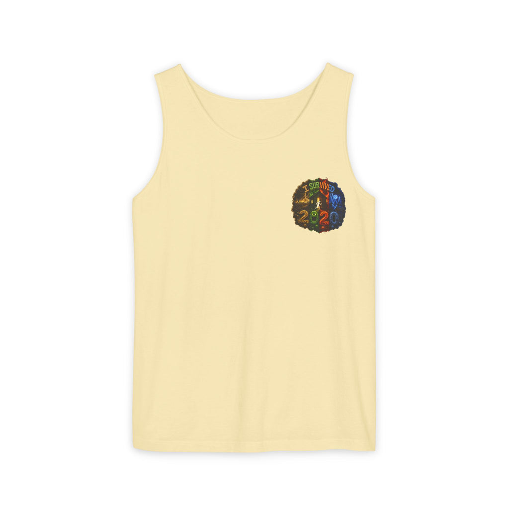 I Survived 2020 — "No Signal" Test Pattern Tee Alien Broadcast Finale Summer Premiere Unisex Garment-Dyed Tank Top