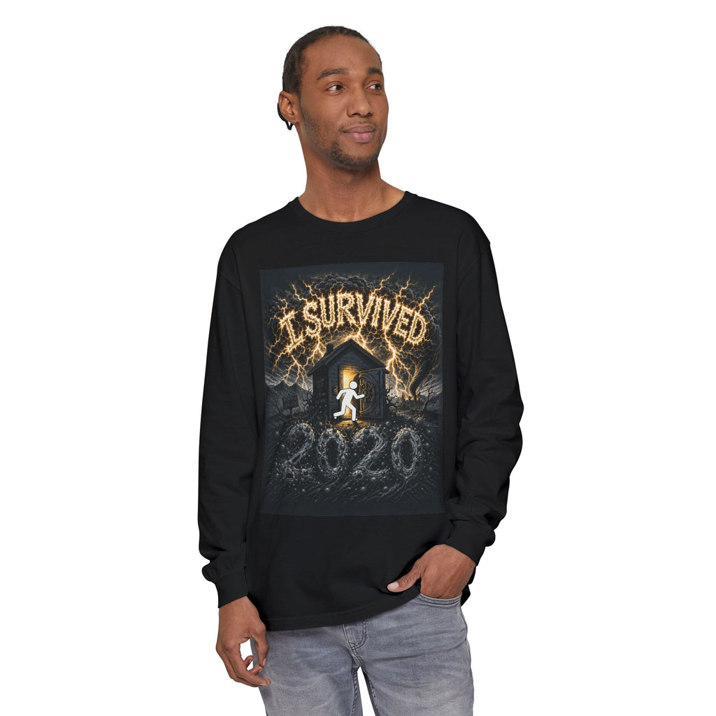 I Survived 2020 — Original Design Teaser Tee | Season 1 Premiere Drop Unisex Garment-dyed Long Sleeve T-Shirt