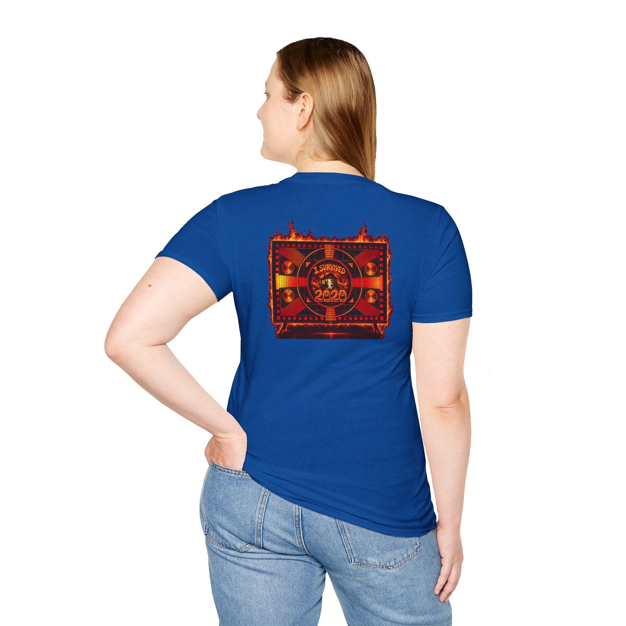 I Survived 2020 — "Please Stand By" Test Pattern Tee Wildfire Signal Edition Summer Premiere Unisex Softstyle T-Shirt