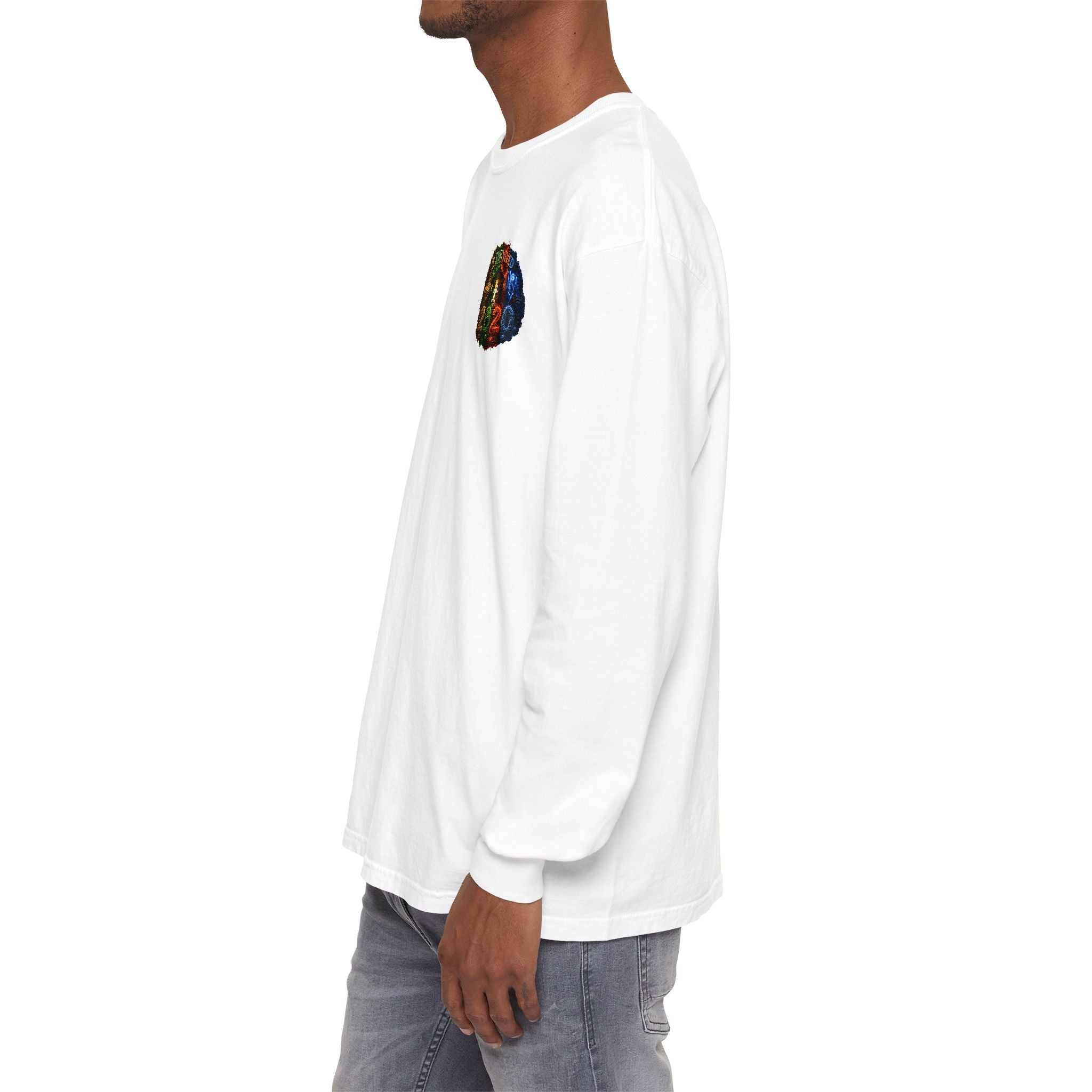 I Survived 2020 — "No Signal" Test Pattern Tee Alien Broadcast Finale Summer Premiere Garment-Dyed Long Sleeve T-Shirt