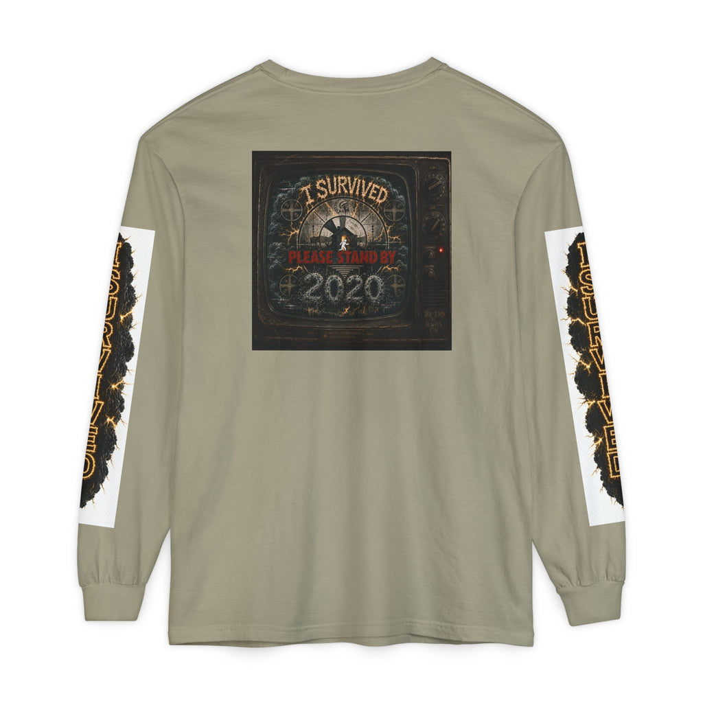 I Survived 2020 — "Please Stand By" Test Pattern Tee Special Edition Summer Premier Unisex Garment-Dyed Long Sleeve T-Shirt