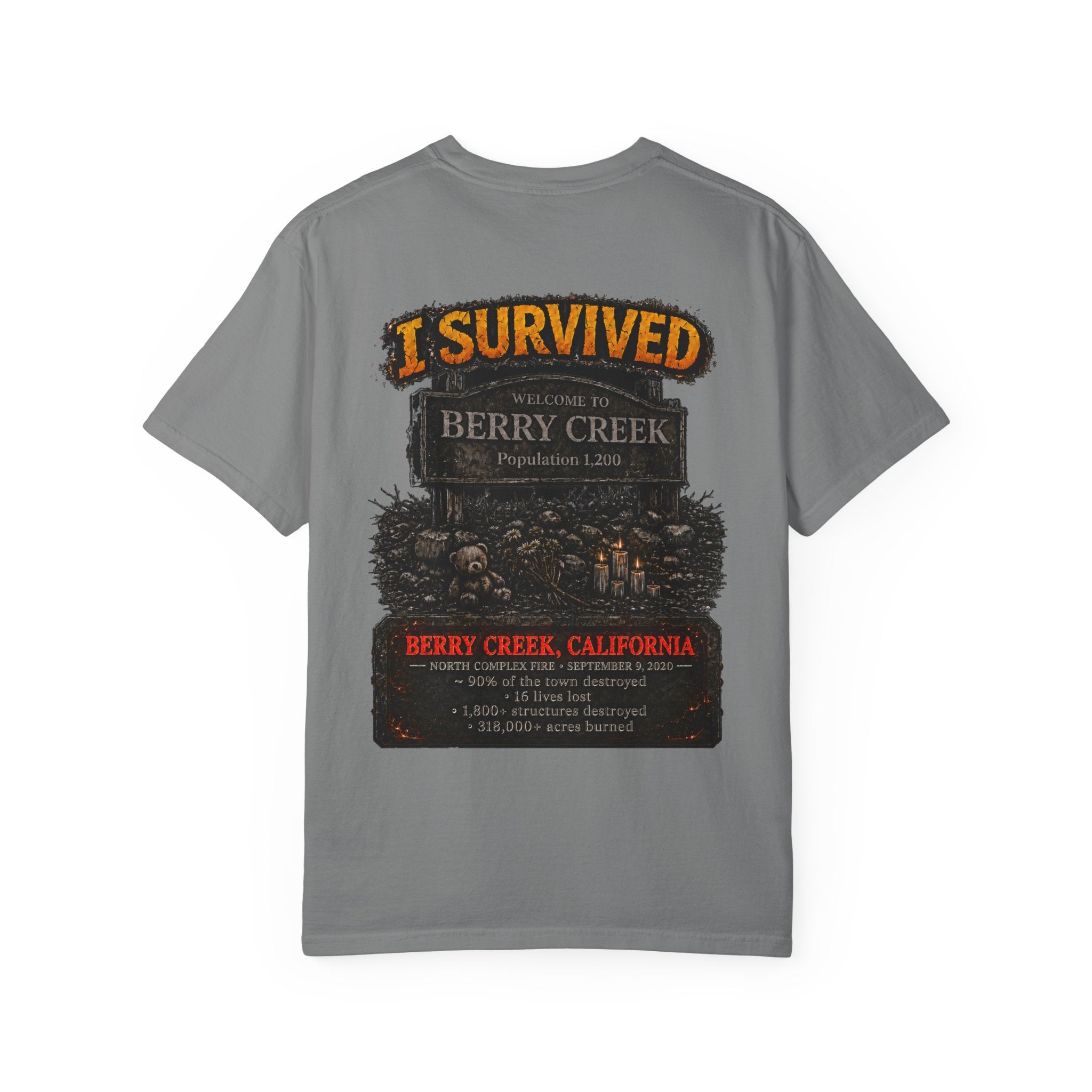 I Survived 2020 — Director's Cut S2:E1 "Berry Creek" | Wildfire Edition Memorial Unisex Garment-Dyed T-shirt
