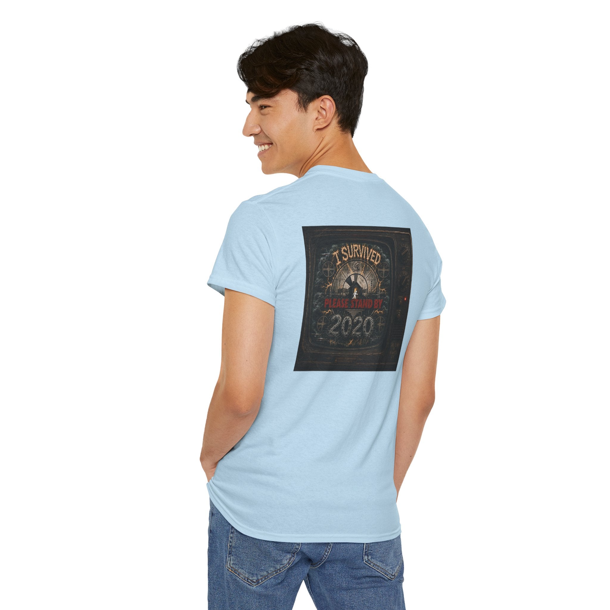 I Survived 2020 — "Please Stand By" Test Pattern Tee Summer Premier Unisex Heavy Cotton Tee