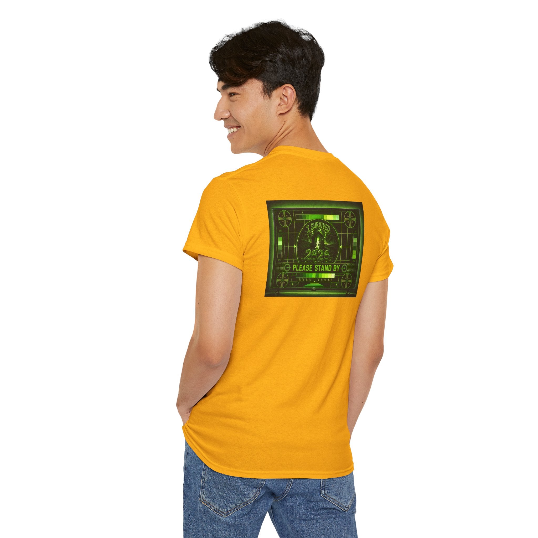 I Survived 2020 — "Please Stand By" Test Pattern Toxic Signal Tee Summer Premiere Unisex Heavy Cotton Tee