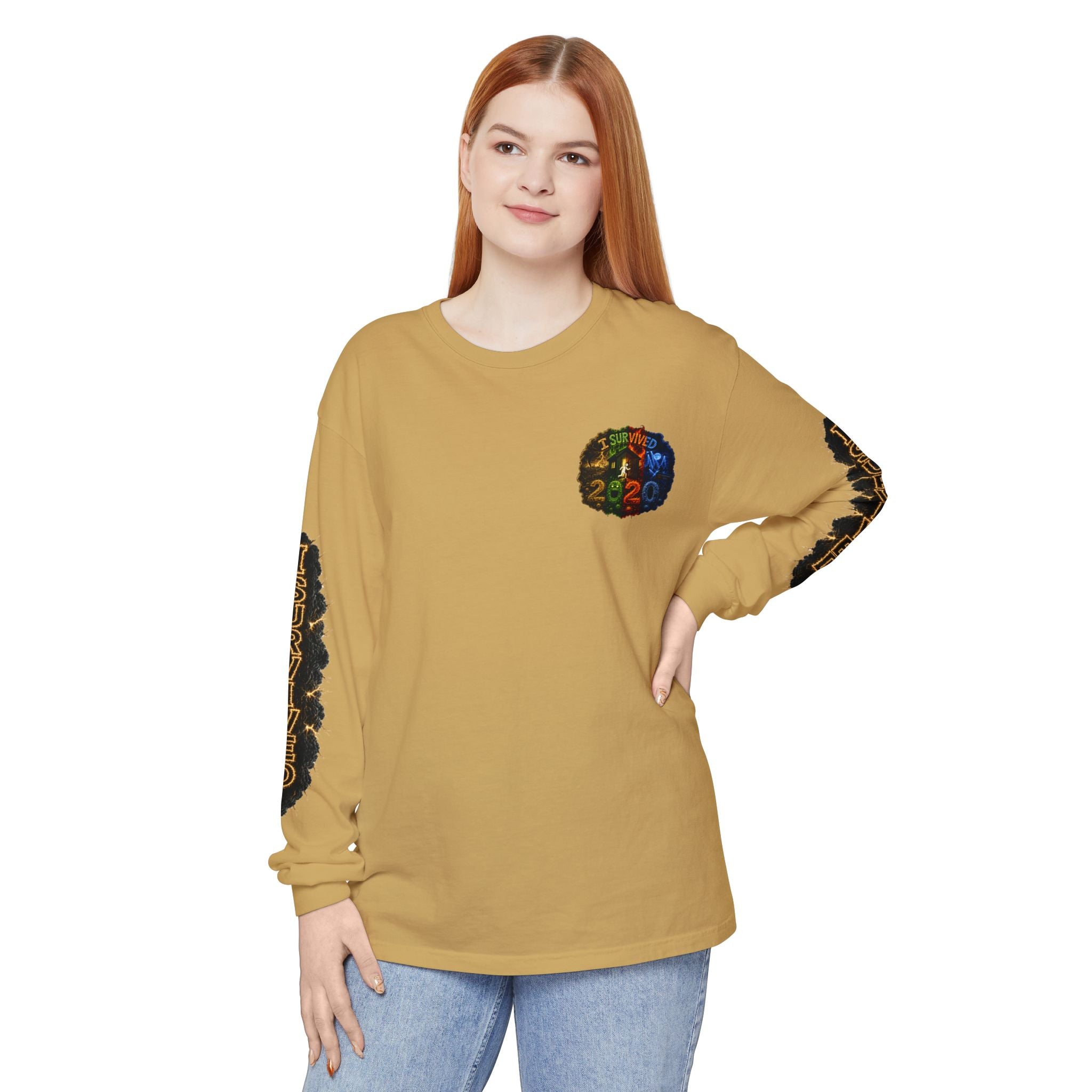 I Survived 2020 — "No Signal" Test Pattern Tee Special Edition Alien Broadcast Finale Summer Premiere Unisex Garment-Dyed Long Sleeve T-Shirt