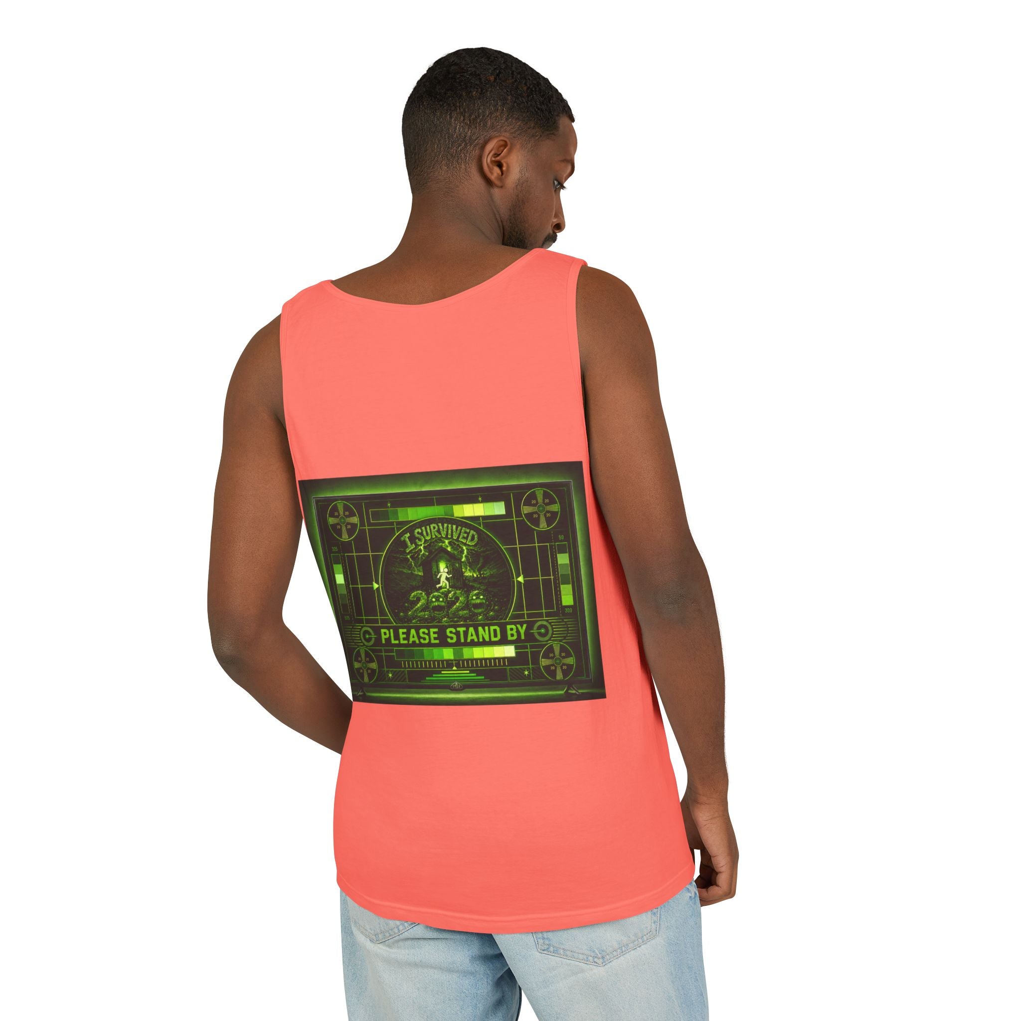 I Survived 2020 — "Please Stand By" Test Pattern Toxic Signal Tee Summer Premiere Unisex Garment-Dyed Tank Top