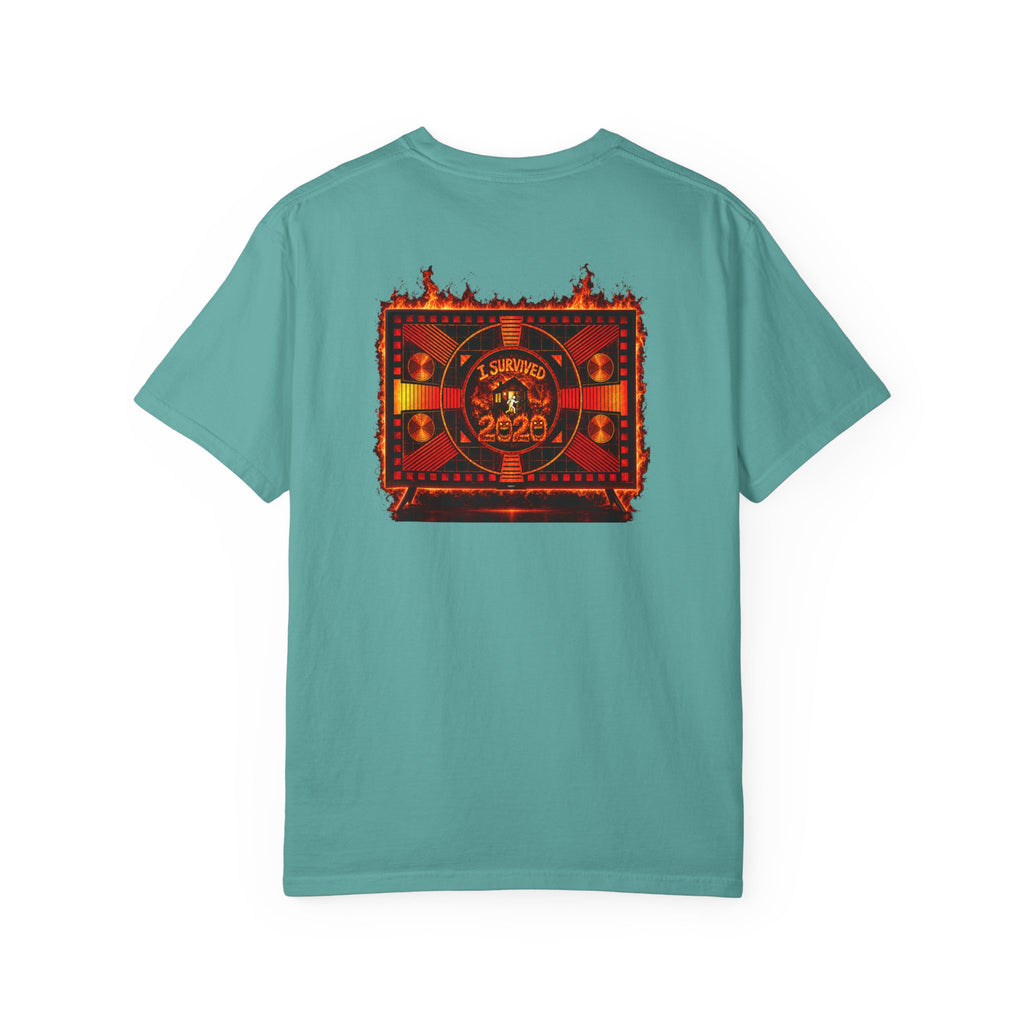 I Survived 2020 — "Please Stand By" Test Pattern Tee Wildfire Signal Edition Summer Premiere Unisex Garment-Dyed T-shirt