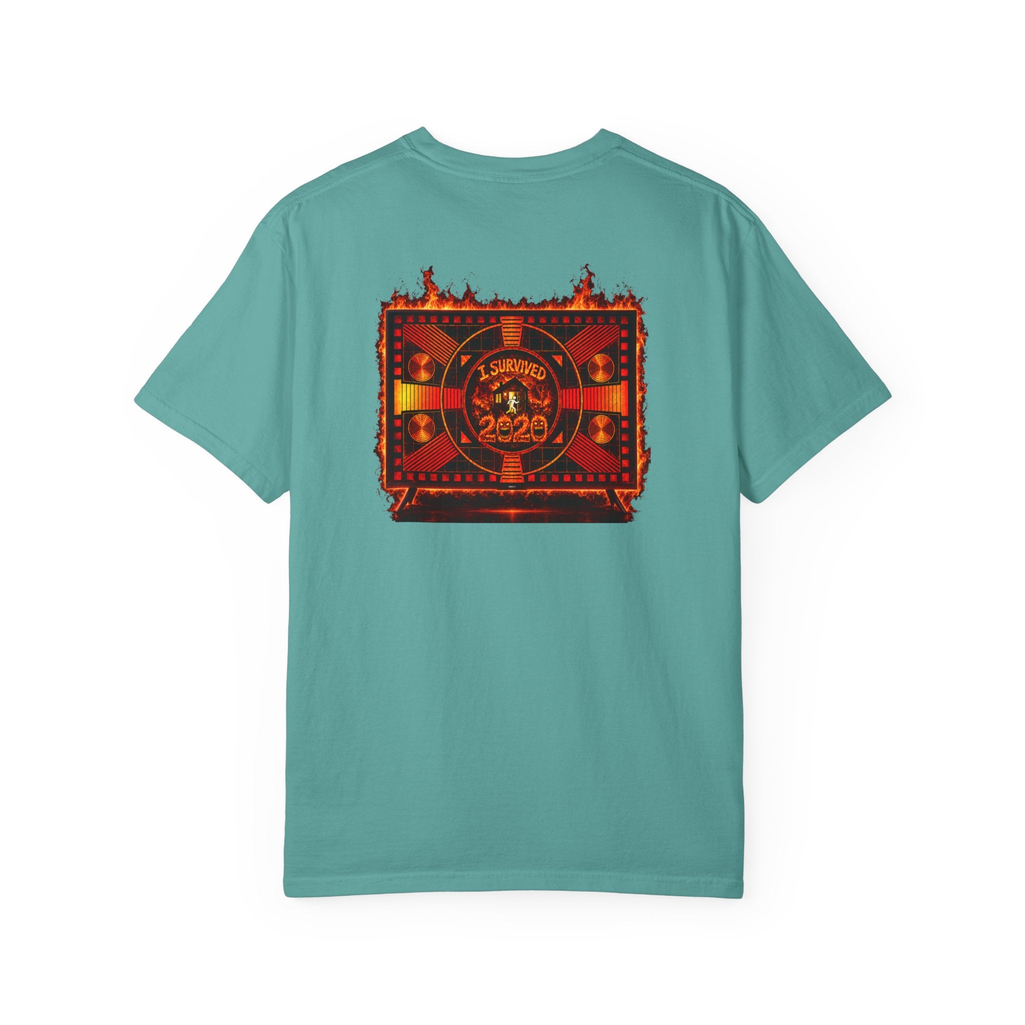 I Survived 2020 — "Please Stand By" Test Pattern Tee Wildfire Signal Edition Summer Premiere Unisex Garment-Dyed T-shirt