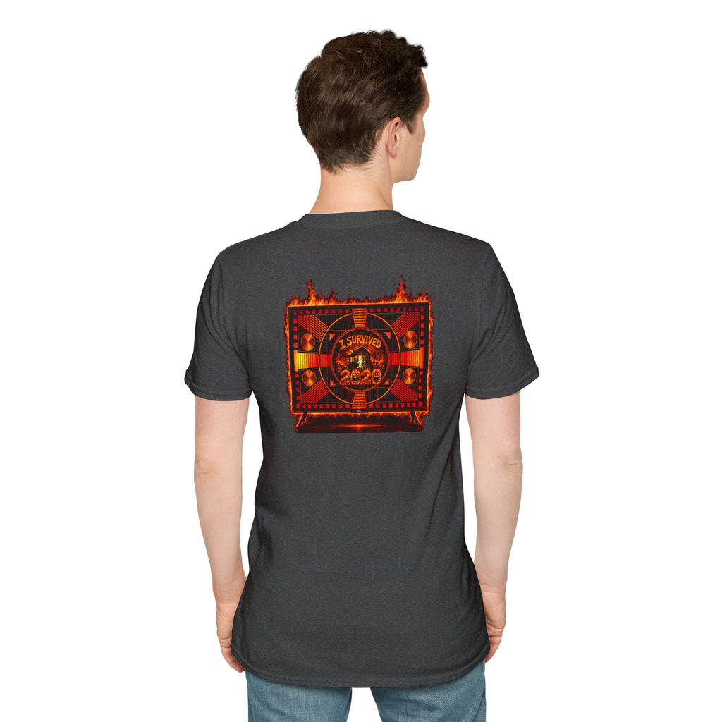 I Survived 2020 — "Please Stand By" Test Pattern Tee Wildfire Signal Edition Summer Premiere Unisex Softstyle T-Shirt