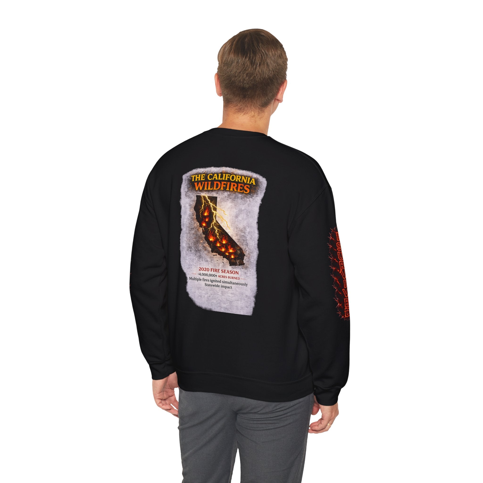 I Survived 2020 — Director's Cut S2:E3 "The California Wildfires" | Wildfire Edition Memorial Unisex Heavy Blend™ Crewneck Sweatshirt
