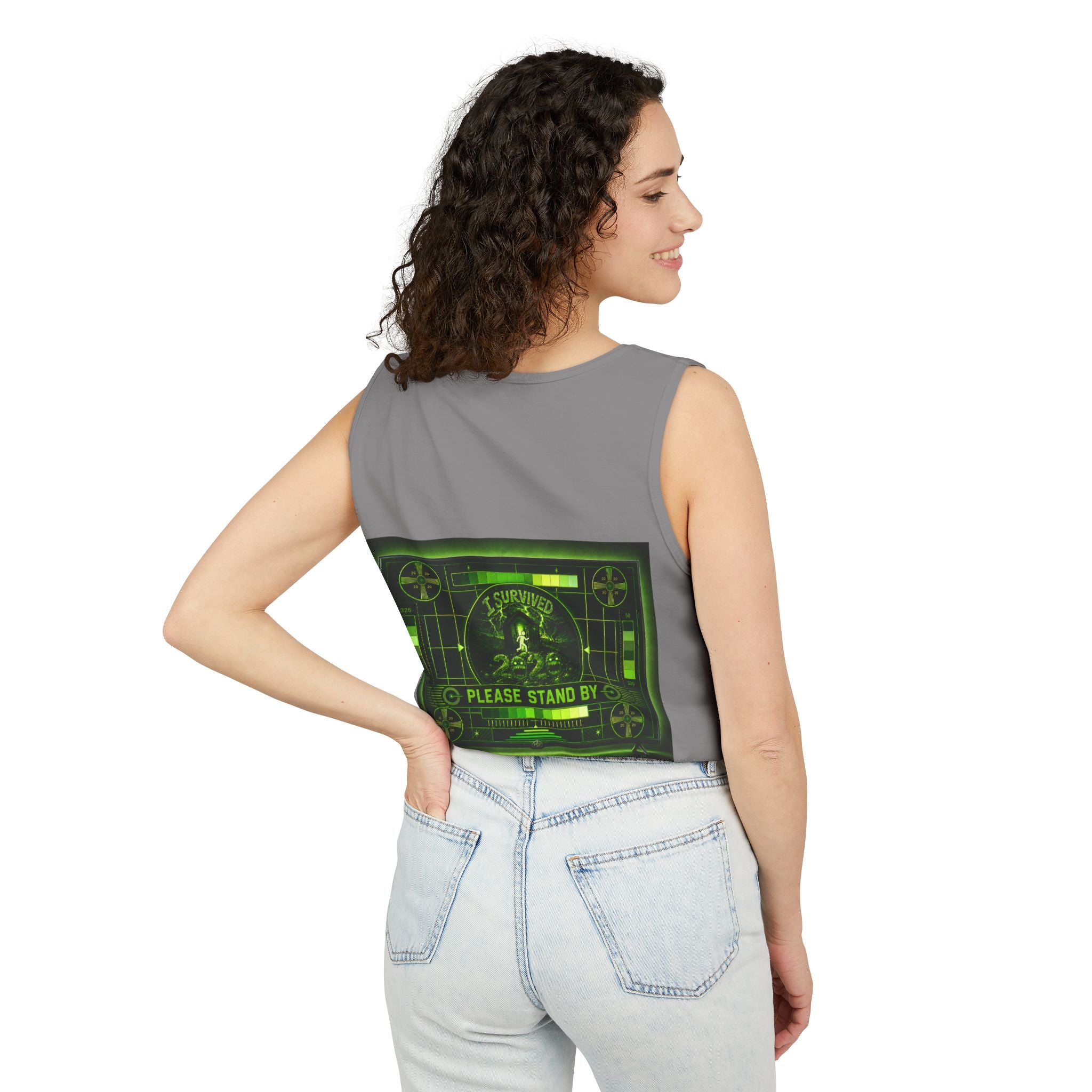 I Survived 2020 — "Please Stand By" Test Pattern Toxic Signal Tee Summer Premiere Unisex Garment-Dyed Tank Top