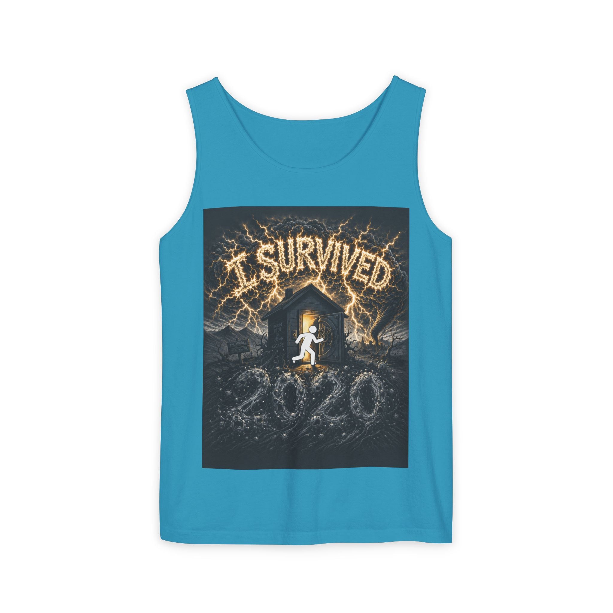 I Survived 2020 — Original Design Teaser Tee | Season 1 Premiere Drop Unisex Garment-Dyed Tank Top