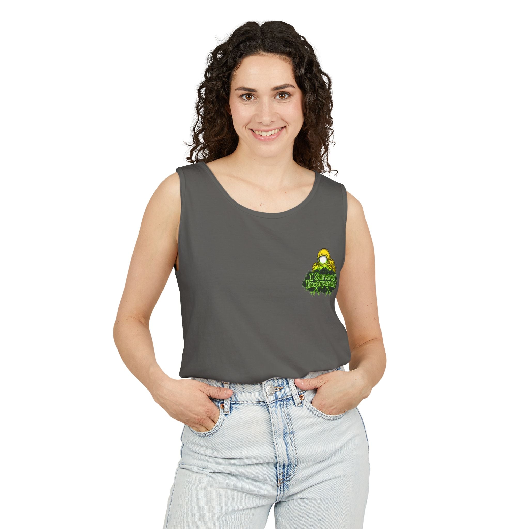I Survived 2020 — "Please Stand By" Test Pattern Toxic Signal Tee Summer Premiere Unisex Garment-Dyed Tank Top