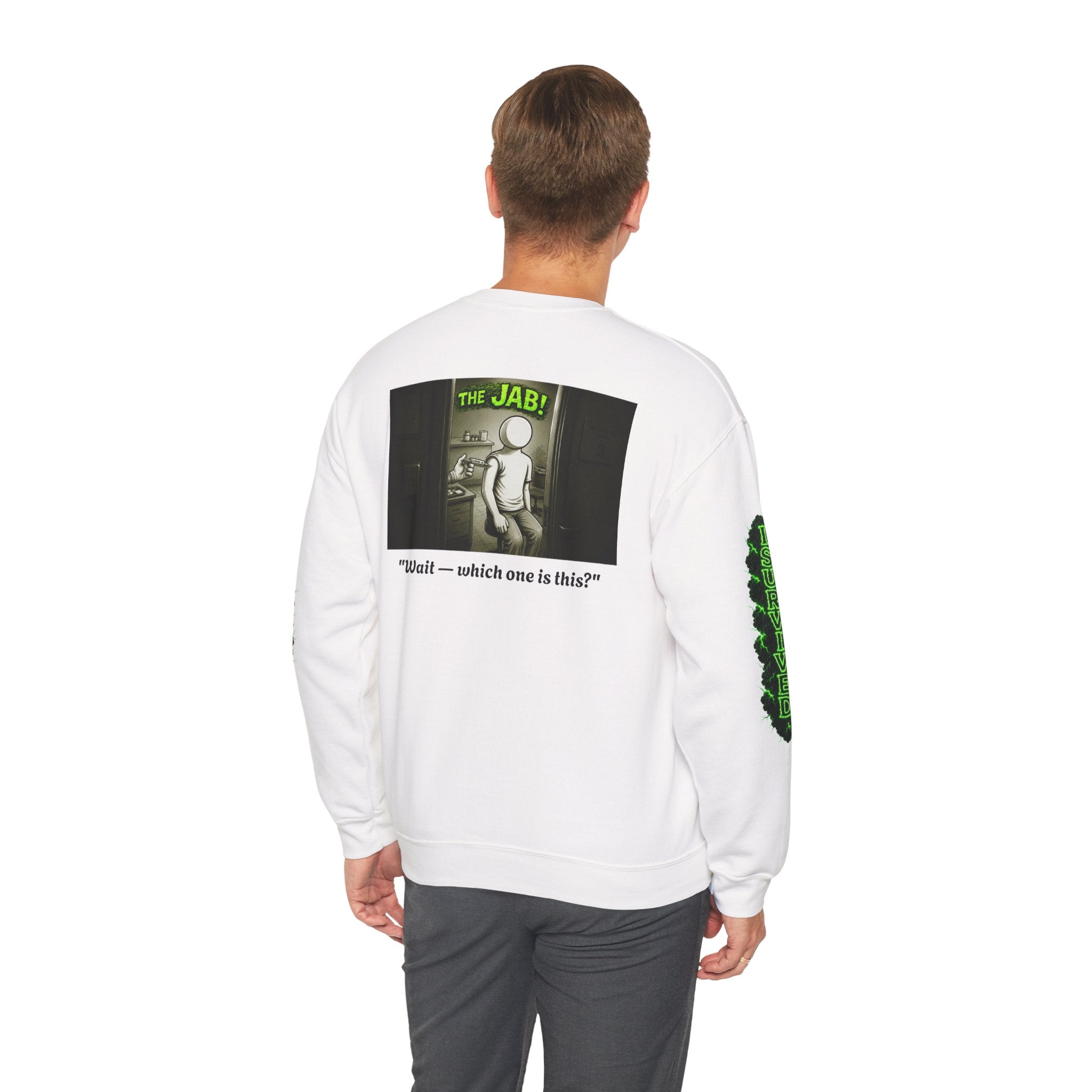 I Survived 2020 — Director's Cut S1:E3 "The Jab!" | Pandemic Edition Unisex Heavy Blend™ Crewneck Sweatshirt