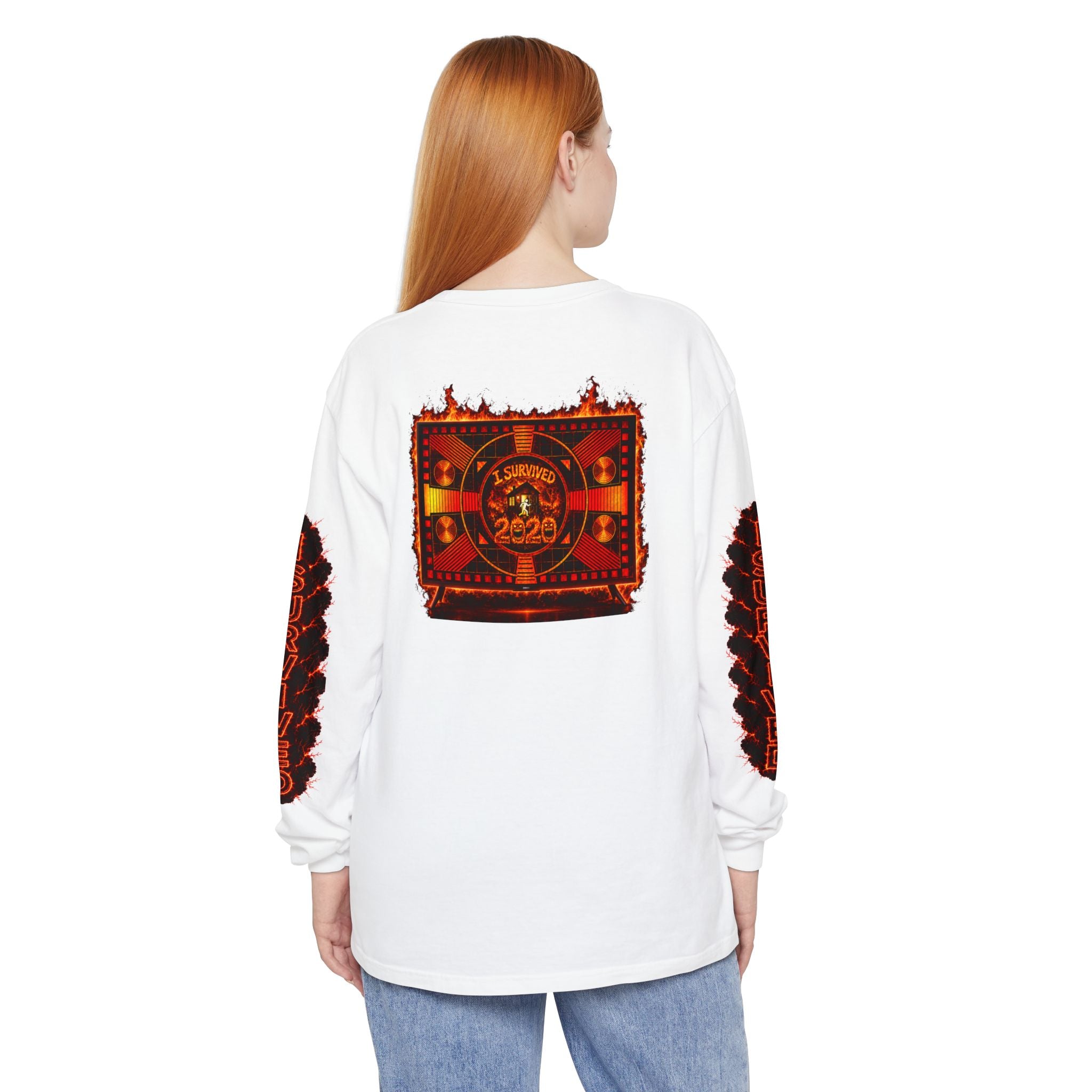 I Survived 2020 — "Please Stand By" Test Pattern Tee Special Edition Wildfire Signal Edition Summer Premiere Unisex Garment-Dyed Long Sleeve T-Shirt
