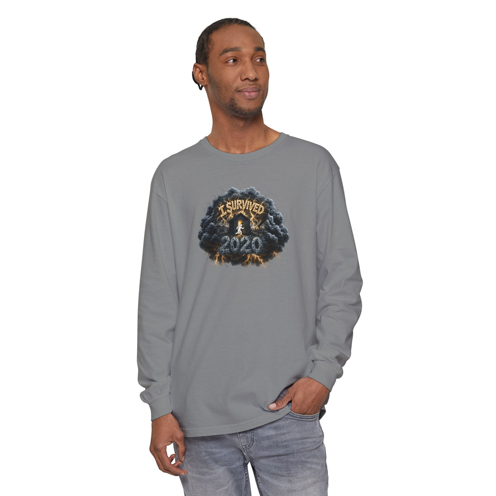 I Survived 2020 — Original PILOT Design: Director's Cut Unisex Garment-Dyed Long Sleeve T-Shirt