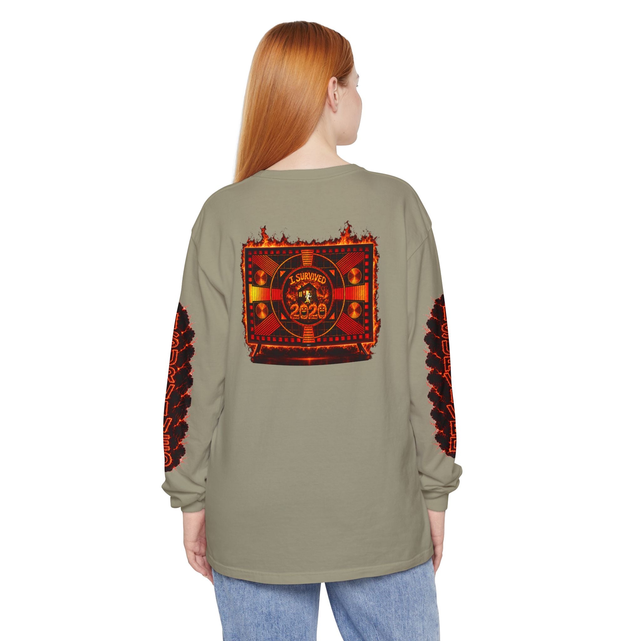 I Survived 2020 — "Please Stand By" Test Pattern Tee Special Edition Wildfire Signal Edition Summer Premiere Unisex Garment-Dyed Long Sleeve T-Shirt