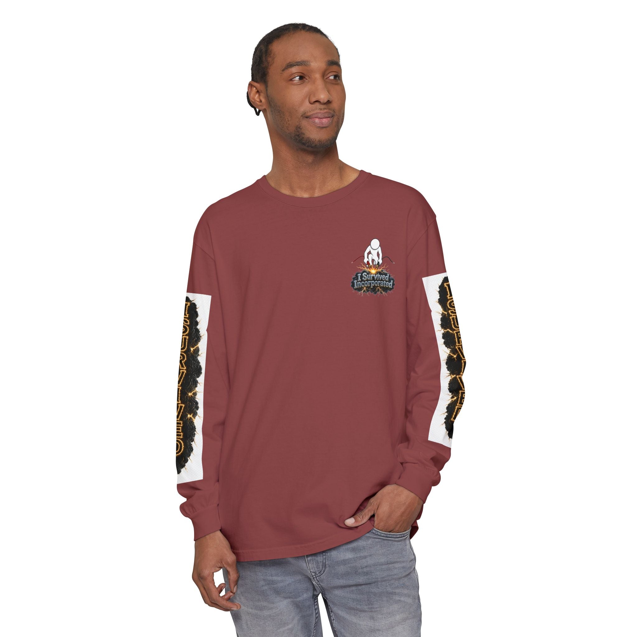 I Survived 2020 — "Please Stand By" Test Pattern Tee Special Edition Summer Premier Unisex Garment-Dyed Long Sleeve T-Shirt