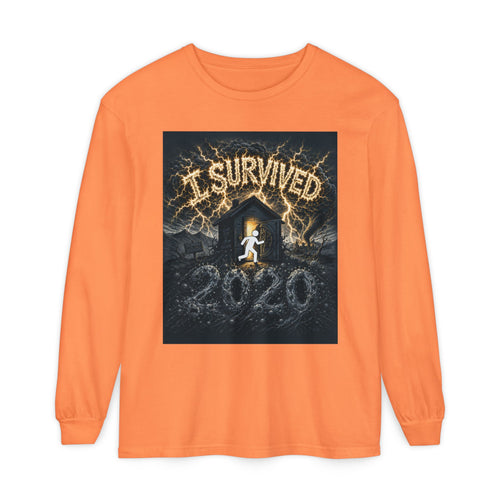 I Survived 2020 — Original Design Teaser Tee | Season 1 Premiere Drop Unisex Garment-dyed Long Sleeve T-Shirt