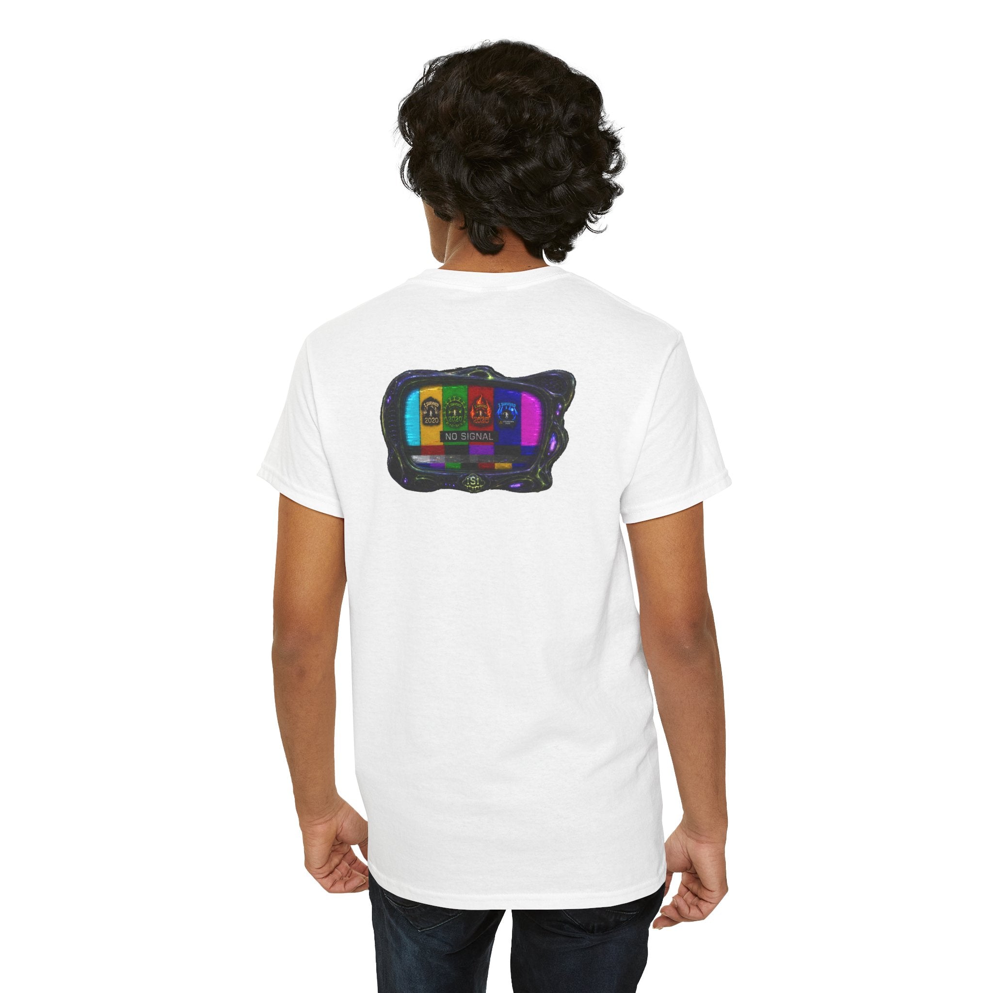 I Survived 2020 — "No Signal" Test Pattern Tee Alien Broadcast Finale Summer Premiere Unisex Heavy Cotton Tee
