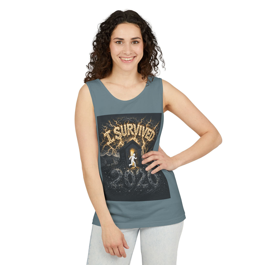 I Survived 2020 — Original Design Teaser Tee | Season 1 Premiere Drop Unisex Garment-Dyed Tank Top