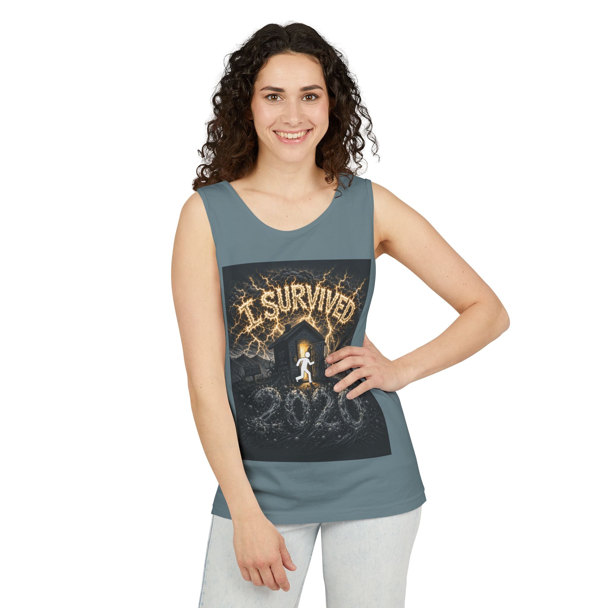 I Survived 2020 — Original Design Teaser Tee | Season 1 Premiere Drop Unisex Garment-Dyed Tank Top