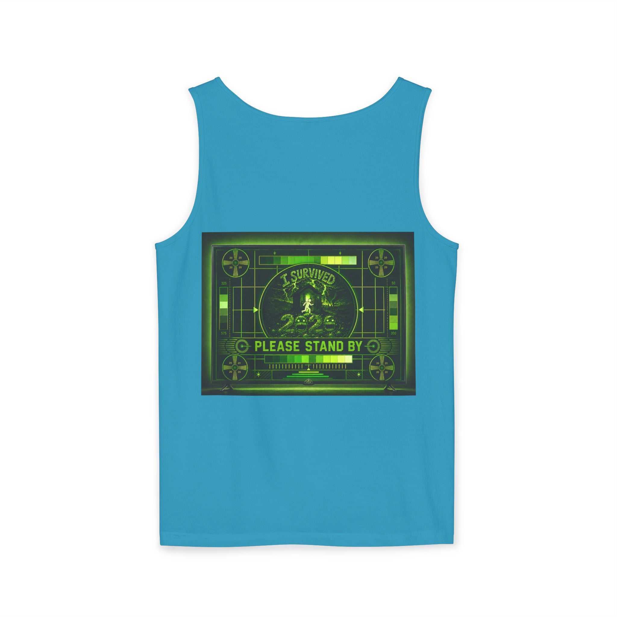 I Survived 2020 — "Please Stand By" Test Pattern Toxic Signal Tee Summer Premiere Unisex Garment-Dyed Tank Top