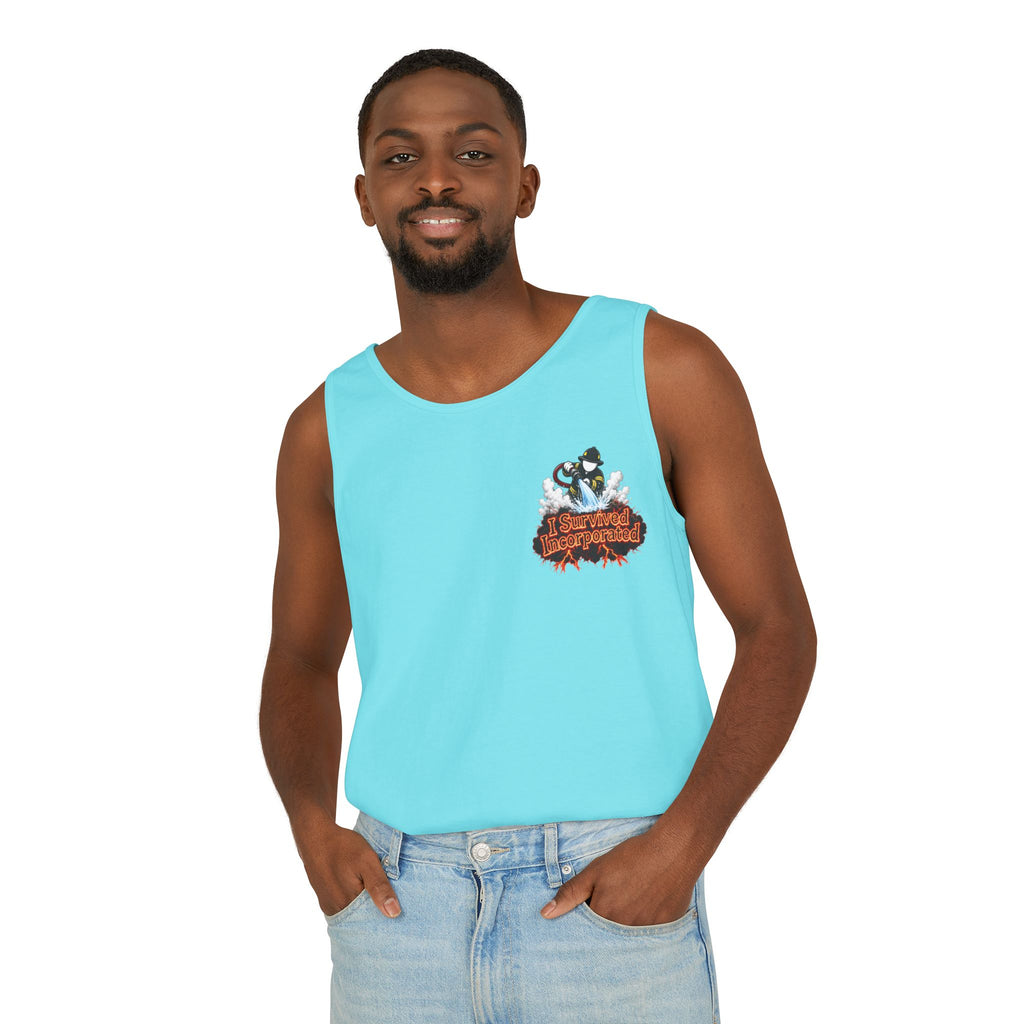 I Survived 2020 — "Please Stand By" Test Pattern Tee Wildfire Signal Edition Summer Premiere Unisex Garment-Dyed Tank Top