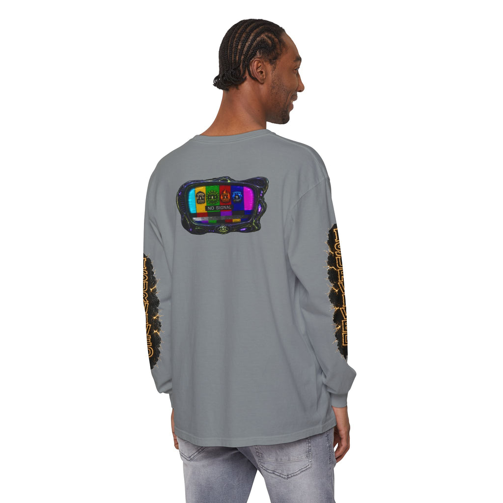 I Survived 2020 — "No Signal" Test Pattern Tee Special Edition Alien Broadcast Finale Summer Premiere Unisex Garment-Dyed Long Sleeve T-Shirt