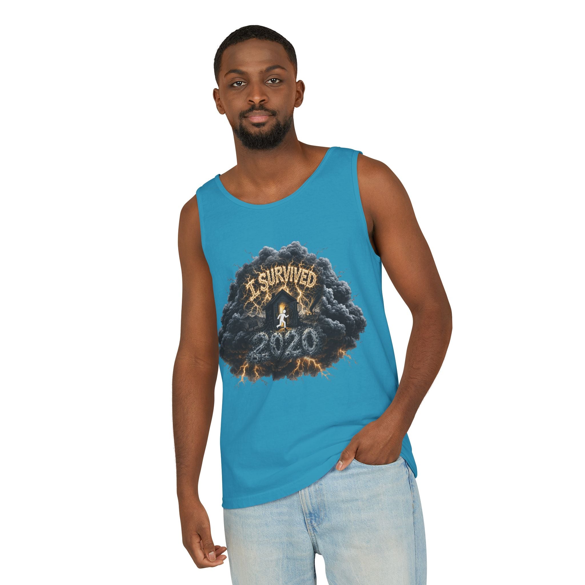 I Survived 2020 — Director's Cut Original Design Teaser Tee | Season 1 Premiere Drop Unisex Garment-Dyed Tank Top