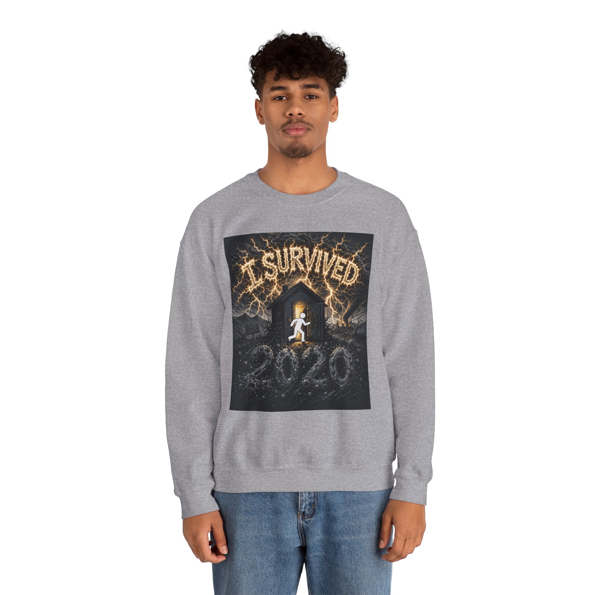 I Survived 2020 — Original Design Teaser Tee | Season 1 Premiere Drop Unisex Heavy Blend™ Crewneck Sweatshirt