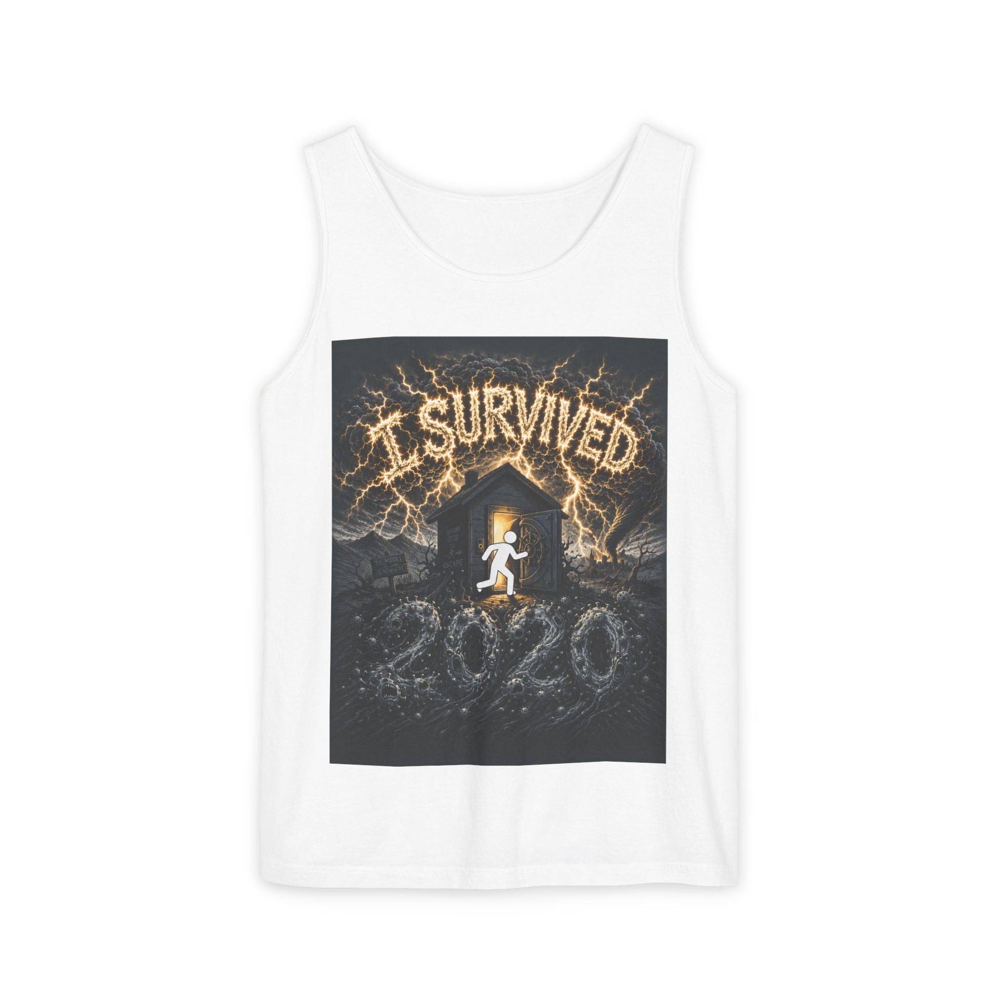 I Survived 2020 — Original Design Teaser Tee | Season 1 Premiere Drop Unisex Garment-Dyed Tank Top