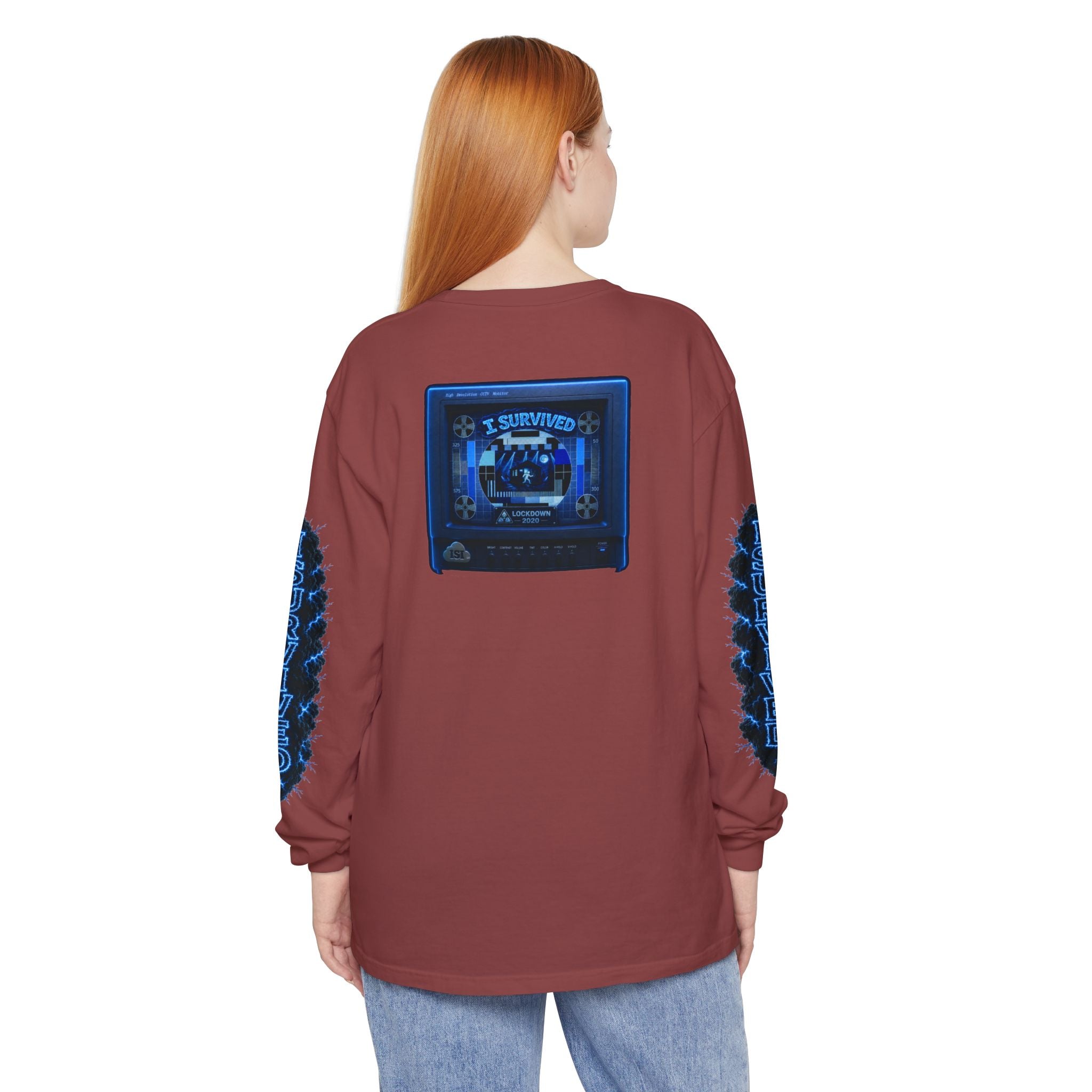 I Survived 2020 — "Please Stand By" Test Pattern Tee Lockdown Special Edition Summer Exclusive Unisex Garment-Dyed Long Sleeve T-Shirt