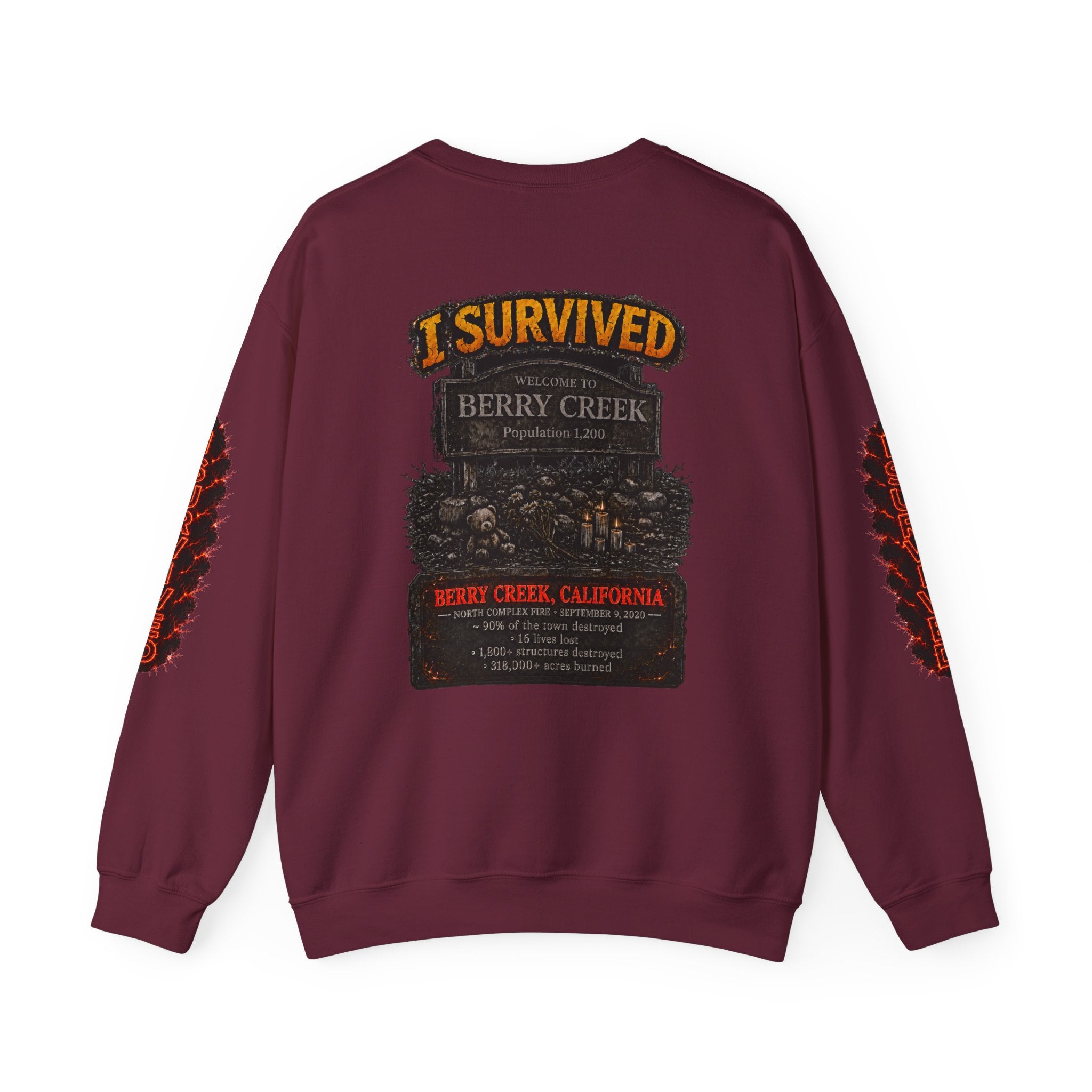I Survived 2020 — Director's Cut S2:E1 "Berry Creek" | Wildfire Edition Memorial Unisex Heavy Blend™ Crewneck Sweatshirt