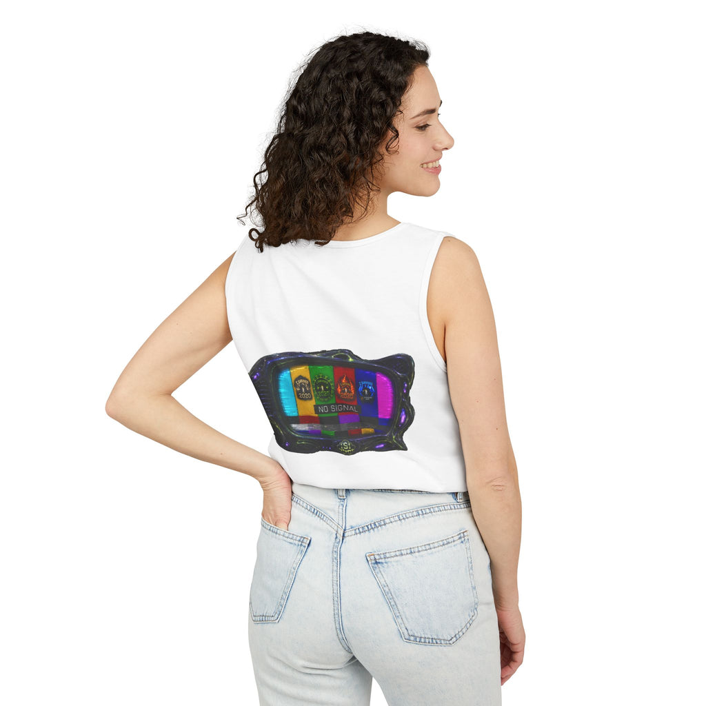 I Survived 2020 — "No Signal" Test Pattern Tee Alien Broadcast Finale Summer Premiere Unisex Garment-Dyed Tank Top