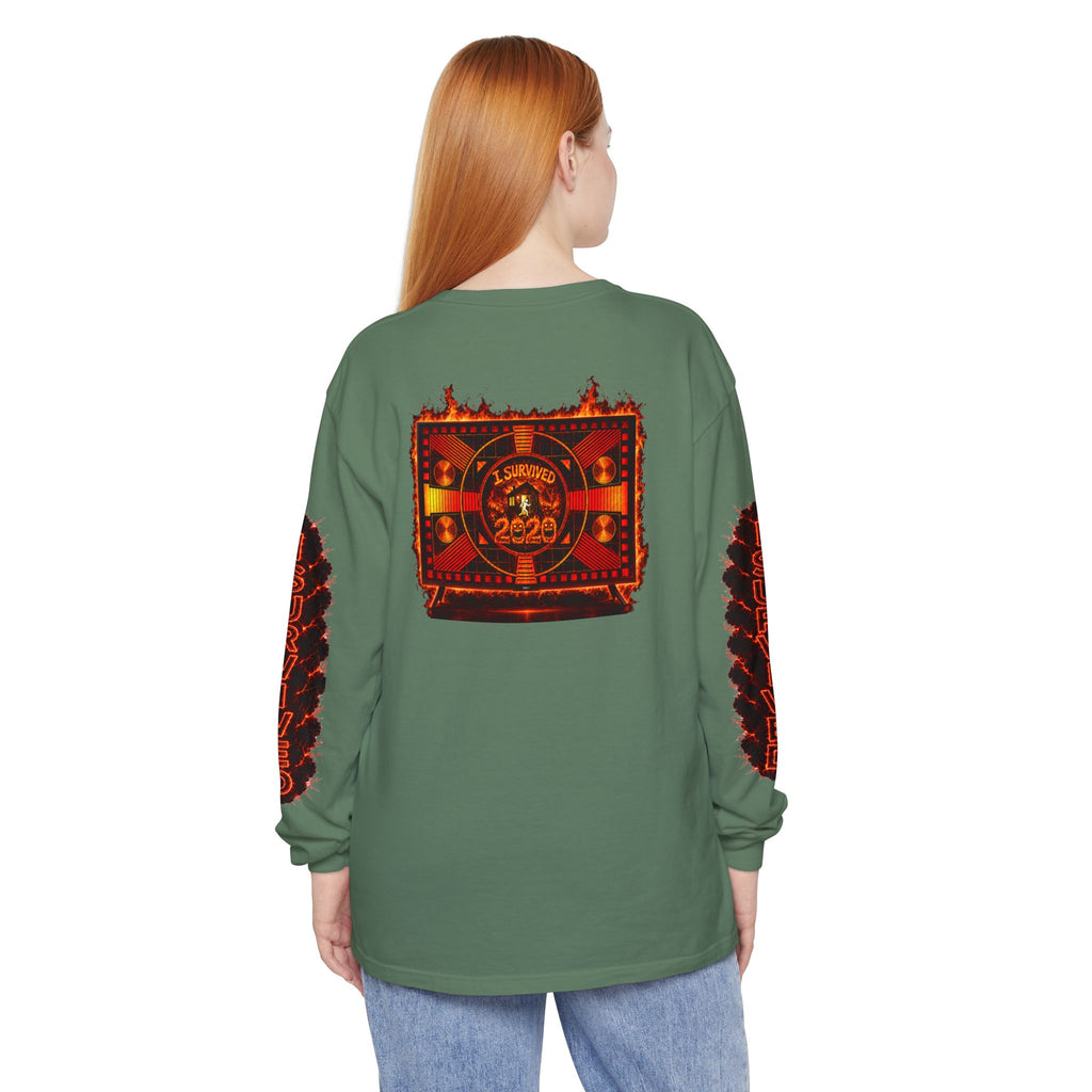 I Survived 2020 — "Please Stand By" Test Pattern Tee Special Edition Wildfire Signal Edition Summer Premiere Unisex Garment-Dyed Long Sleeve T-Shirt