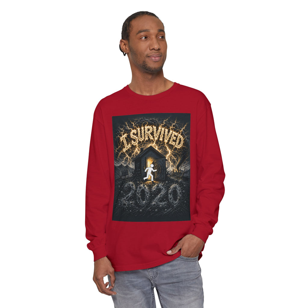 I Survived 2020 — Original Design Teaser Tee | Season 1 Premiere Drop Unisex Garment-dyed Long Sleeve T-Shirt