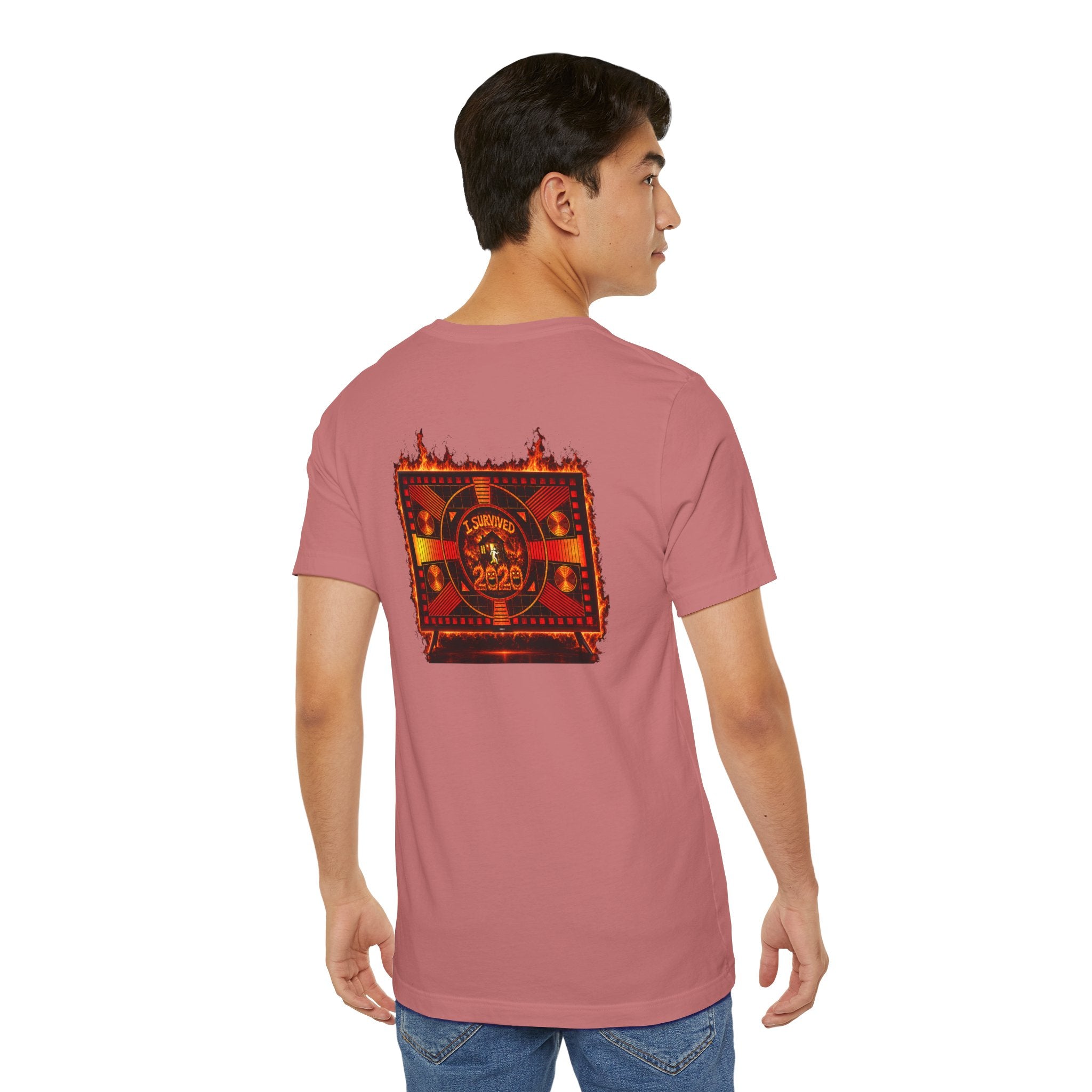 I Survived 2020 — "Please Stand By" Test Pattern Tee Wildfire Signal Edition Summer Premiere Unisex Jersey Short Sleeve Tee