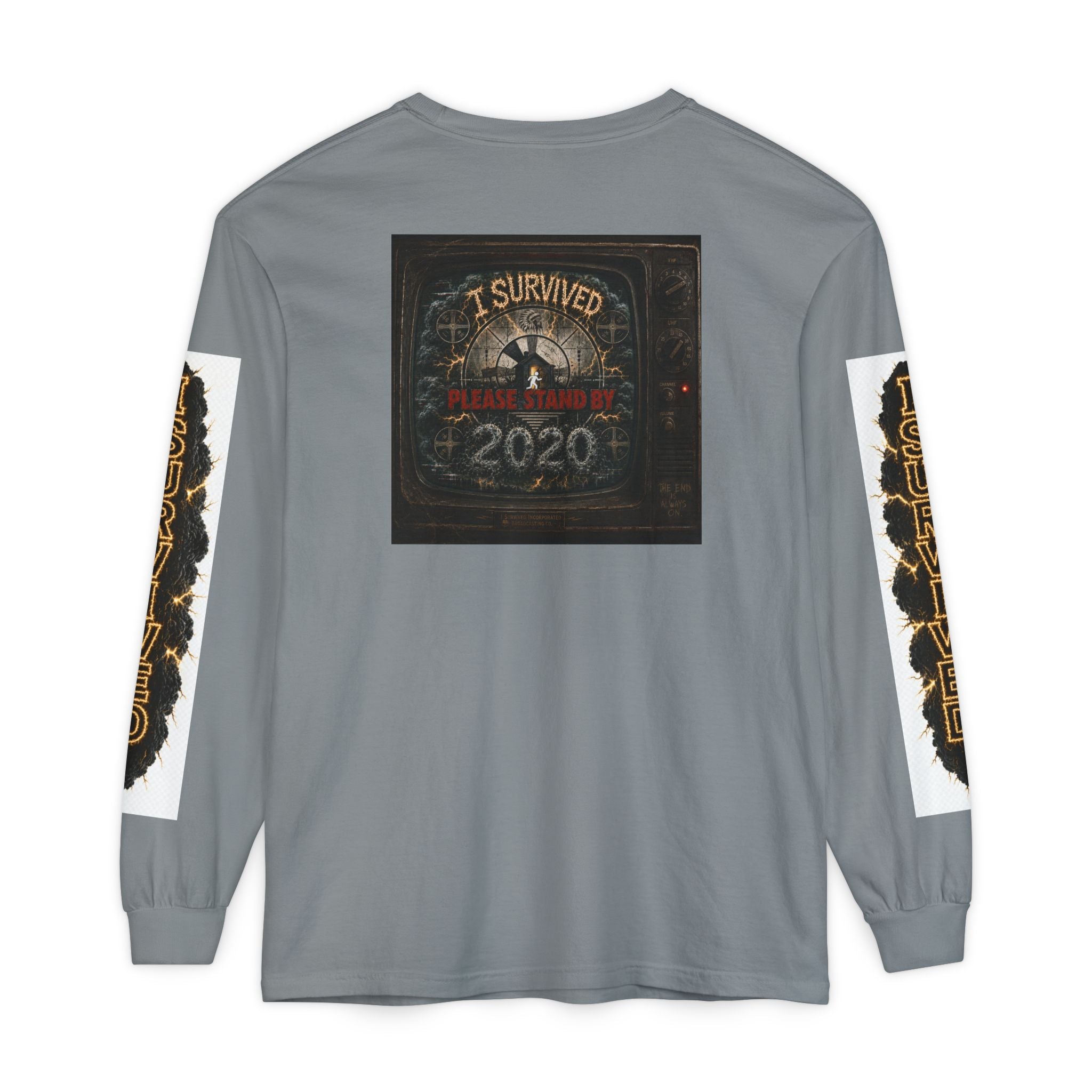 I Survived 2020 — "Please Stand By" Test Pattern Tee Special Edition Summer Premier Unisex Garment-Dyed Long Sleeve T-Shirt