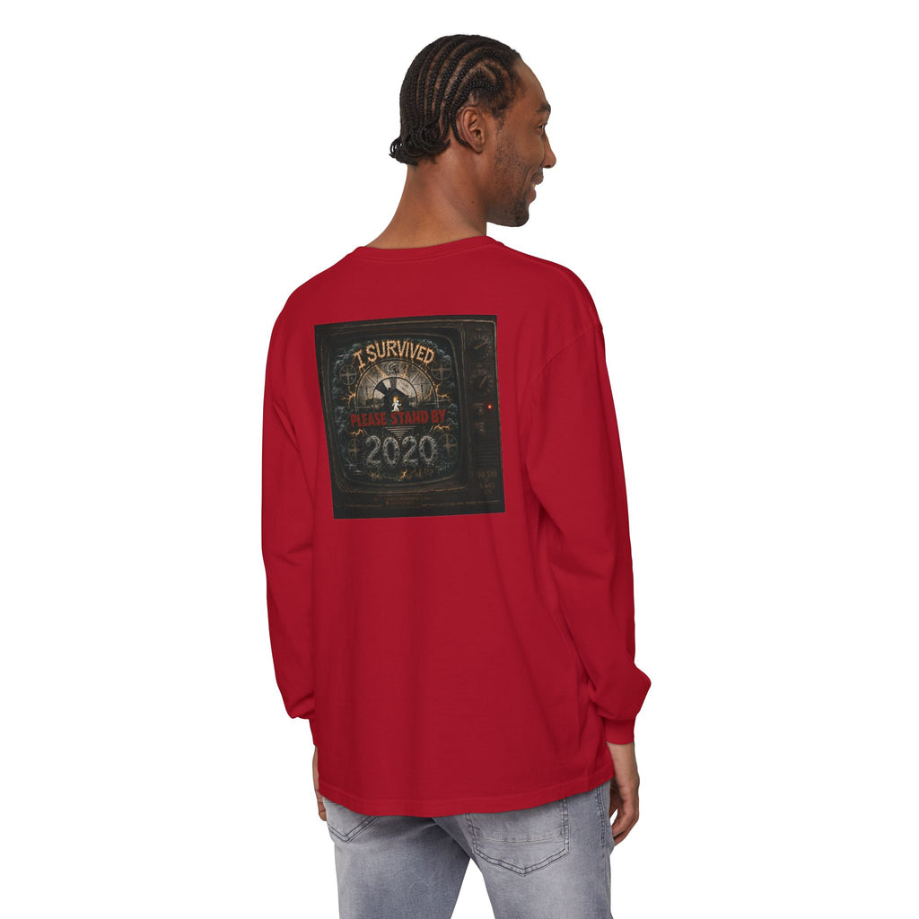 I Survived 2020 — "Please Stand By" Test Pattern Tee Summer Premier Unisex Garment-Dyed Long Sleeve T-Shirt