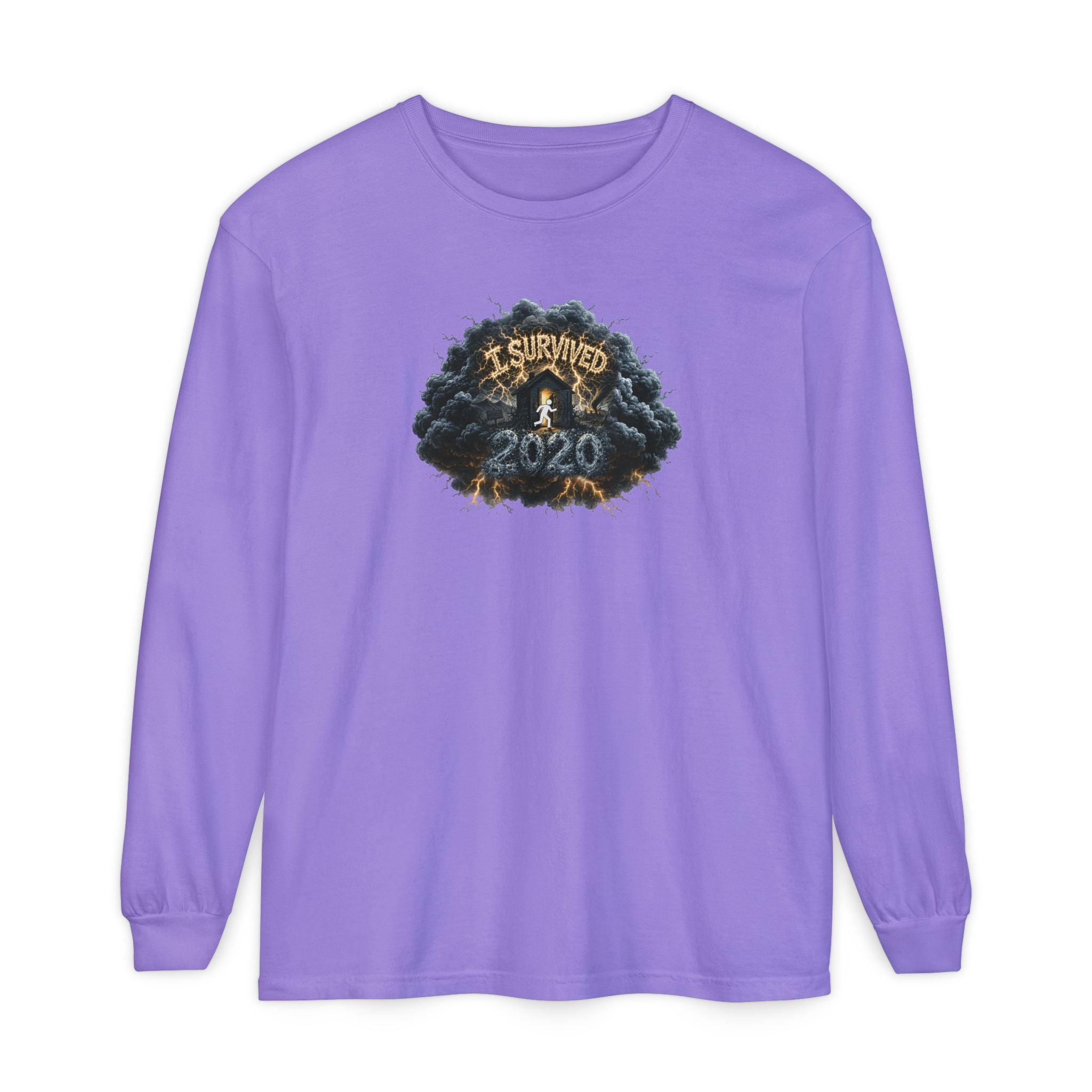 I Survived 2020 — Original PILOT Design: Director's Cut Unisex Garment-Dyed Long Sleeve T-Shirt