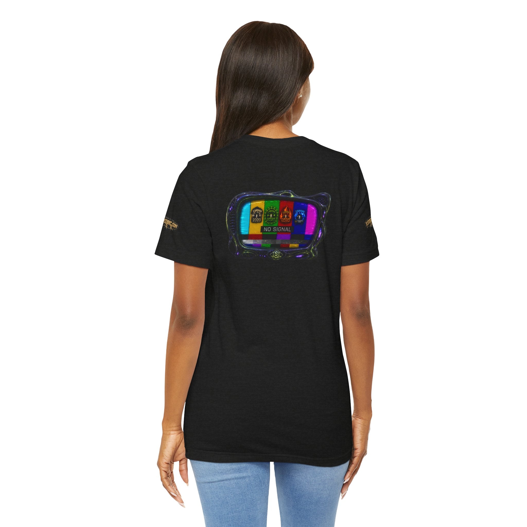 I Survived 2020 — "No Signal" Test Pattern Tee Alien Broadcast Finale Summer Premiere Unisex Jersey Short Sleeve Tee