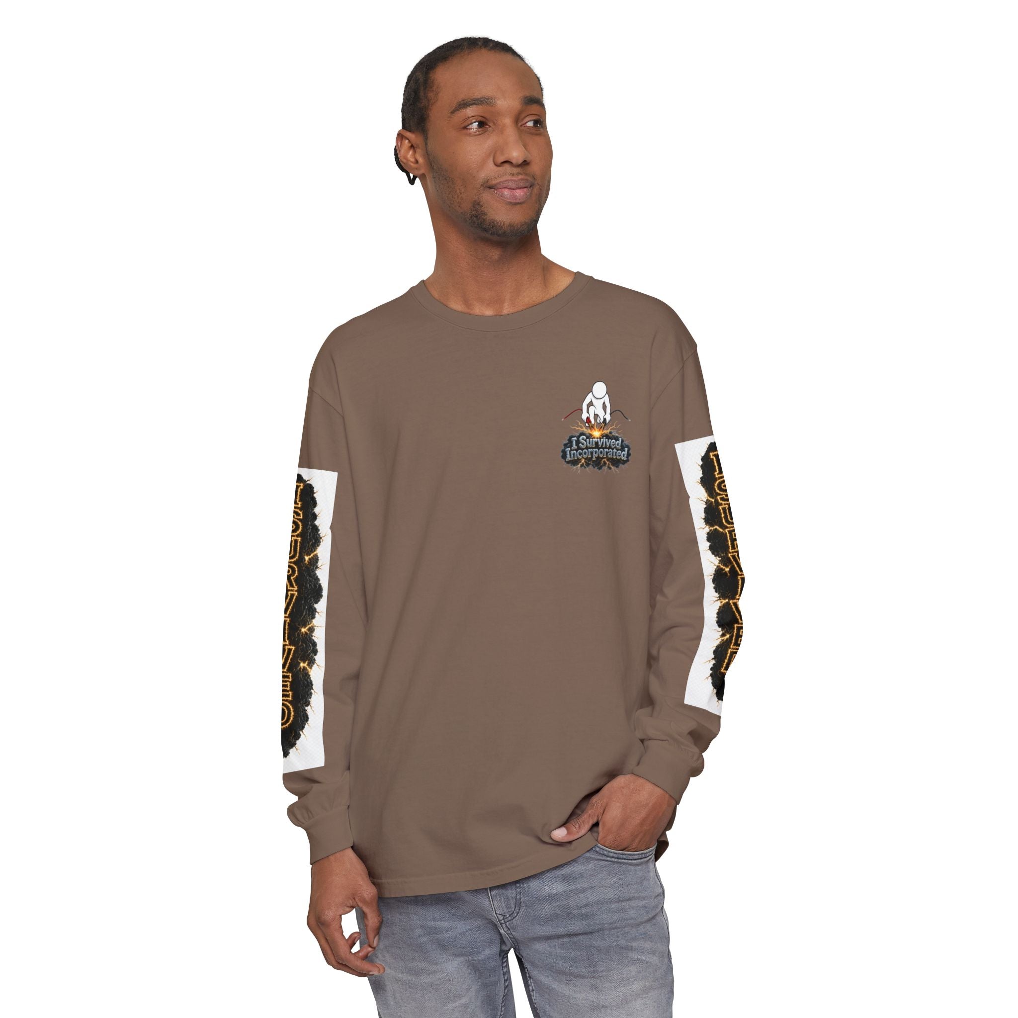 I Survived 2020 — "Please Stand By" Test Pattern Tee Special Edition Summer Premier Unisex Garment-Dyed Long Sleeve T-Shirt