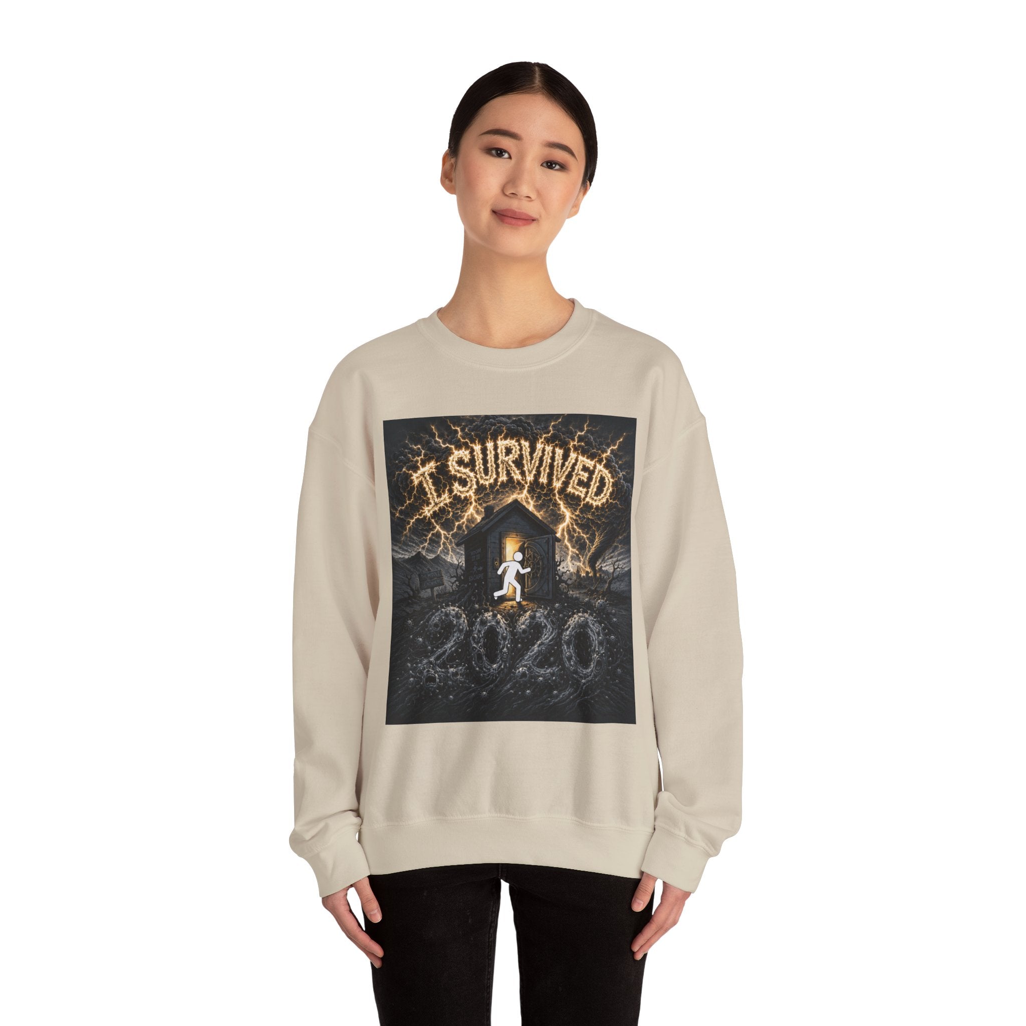 I Survived 2020 — Original Design Teaser Tee | Season 1 Premiere Drop Unisex Heavy Blend™ Crewneck Sweatshirt