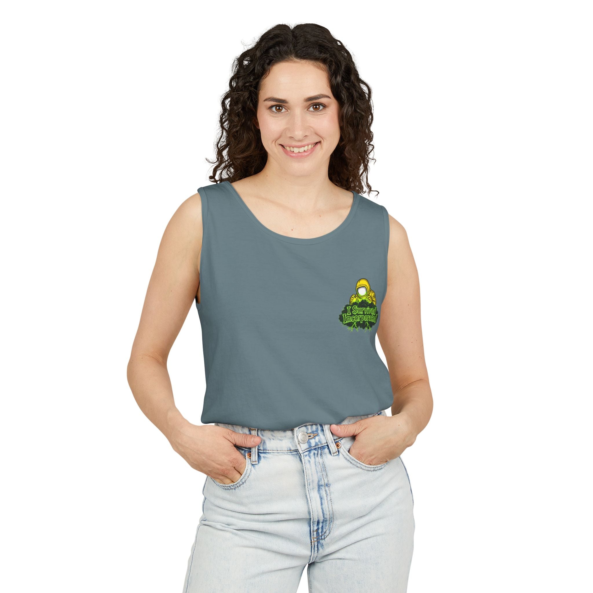 I Survived 2020 — "Please Stand By" Test Pattern Toxic Signal Tee Summer Premiere Unisex Garment-Dyed Tank Top