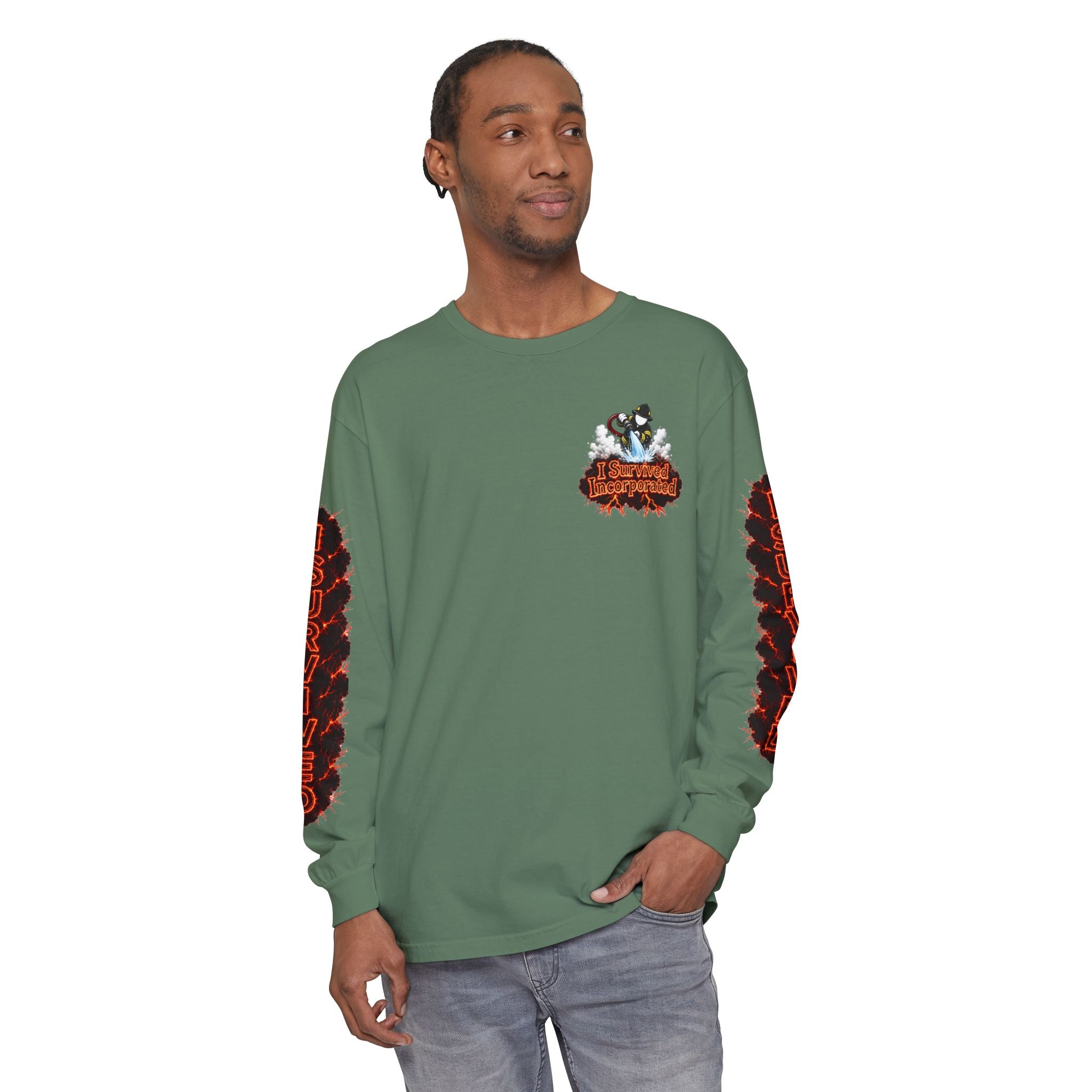 I Survived 2020 — "Please Stand By" Test Pattern Tee Special Edition Wildfire Signal Edition Summer Premiere Unisex Garment-Dyed Long Sleeve T-Shirt